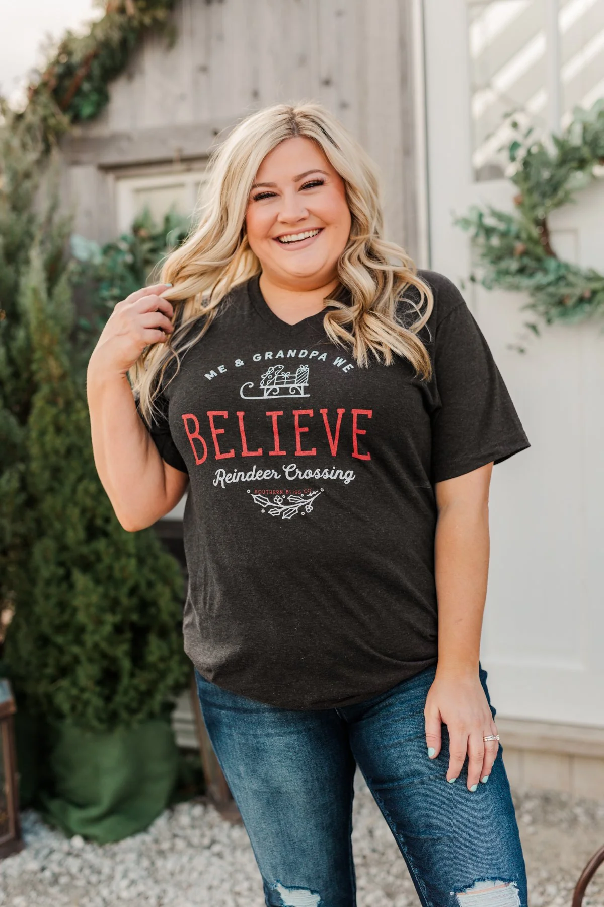 "Me & Grandpa We Believe" Graphic Tee- Charcoal - Image 8