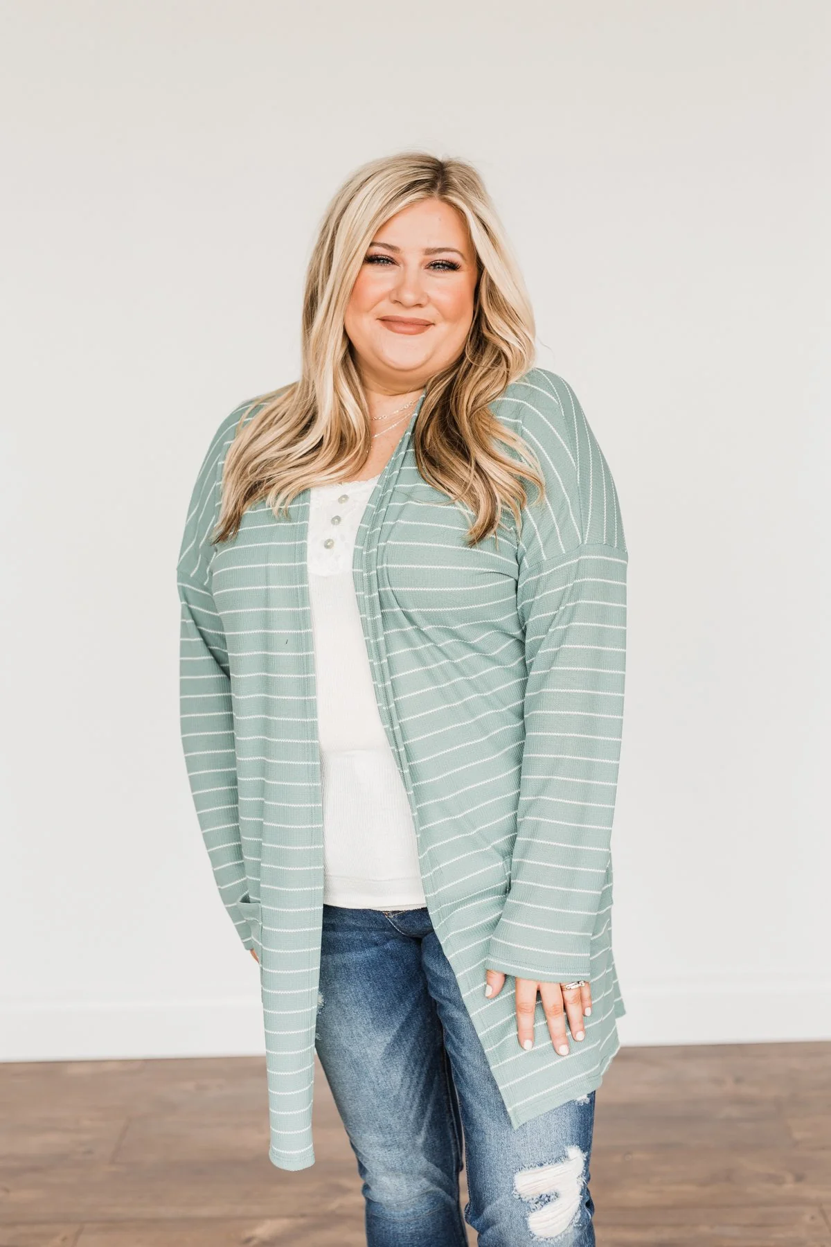 Meaningful Moments Striped Cardigan- Dusty Teal - Image 13