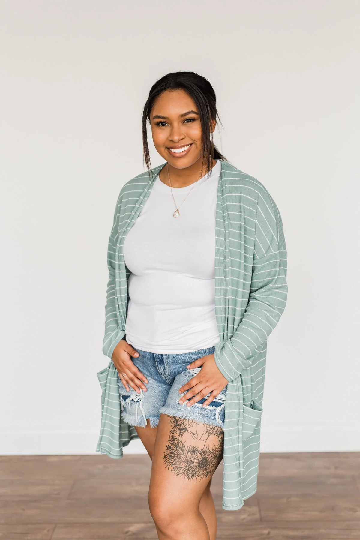 Meaningful Moments Striped Cardigan- Dusty Teal - Image 14
