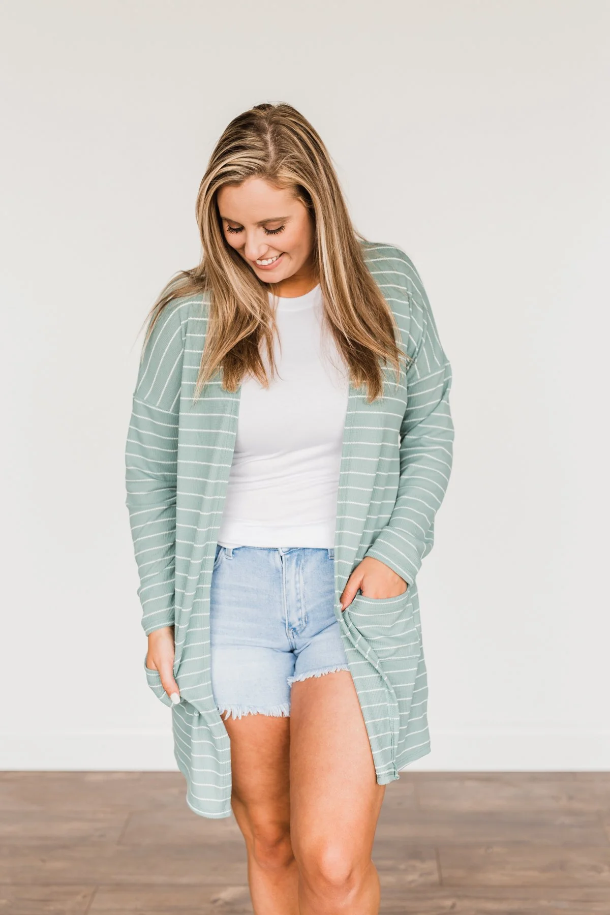 Meaningful Moments Striped Cardigan- Dusty Teal - Image 15