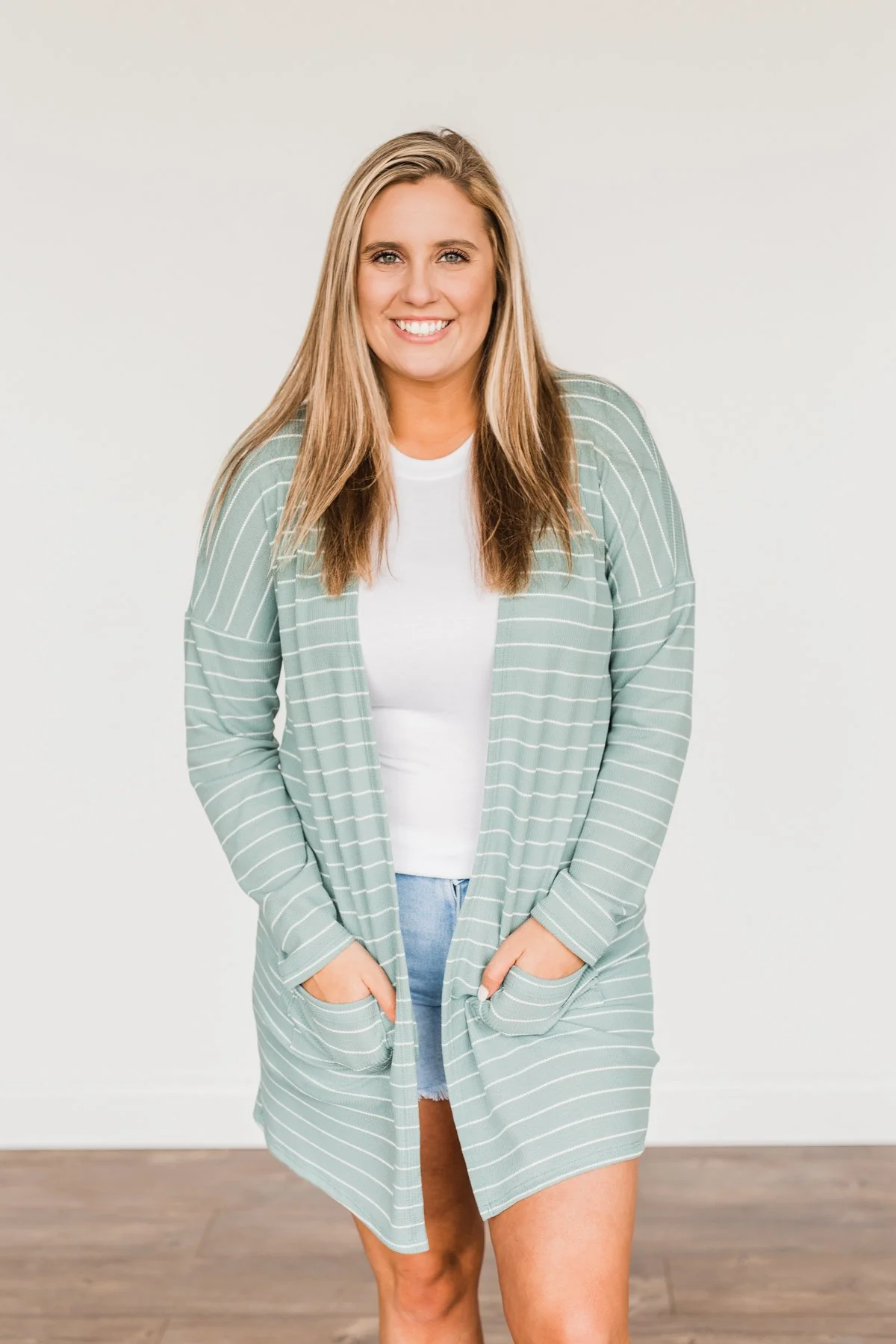 Meaningful Moments Striped Cardigan- Dusty Teal - Image 8
