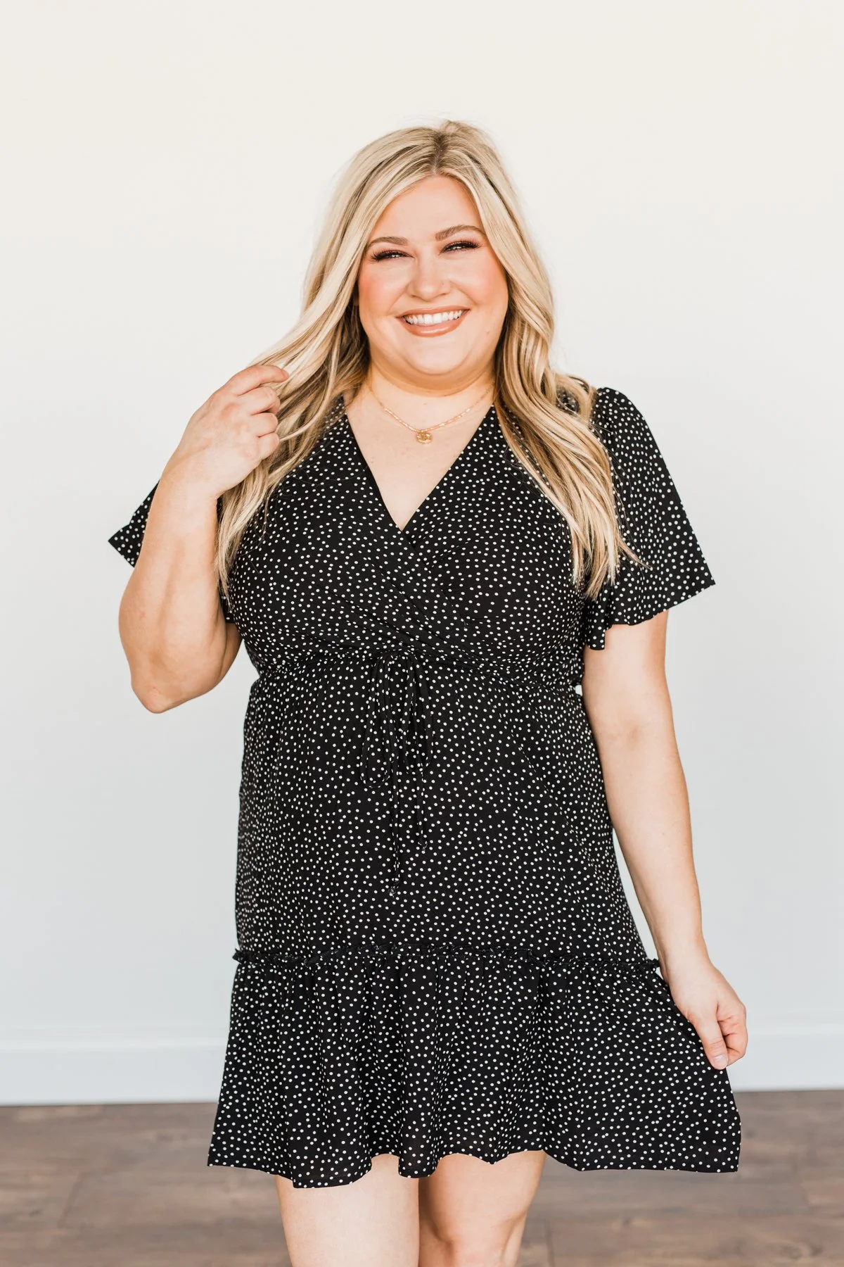 Meant For Me Spotted Dress- Black - Image 4