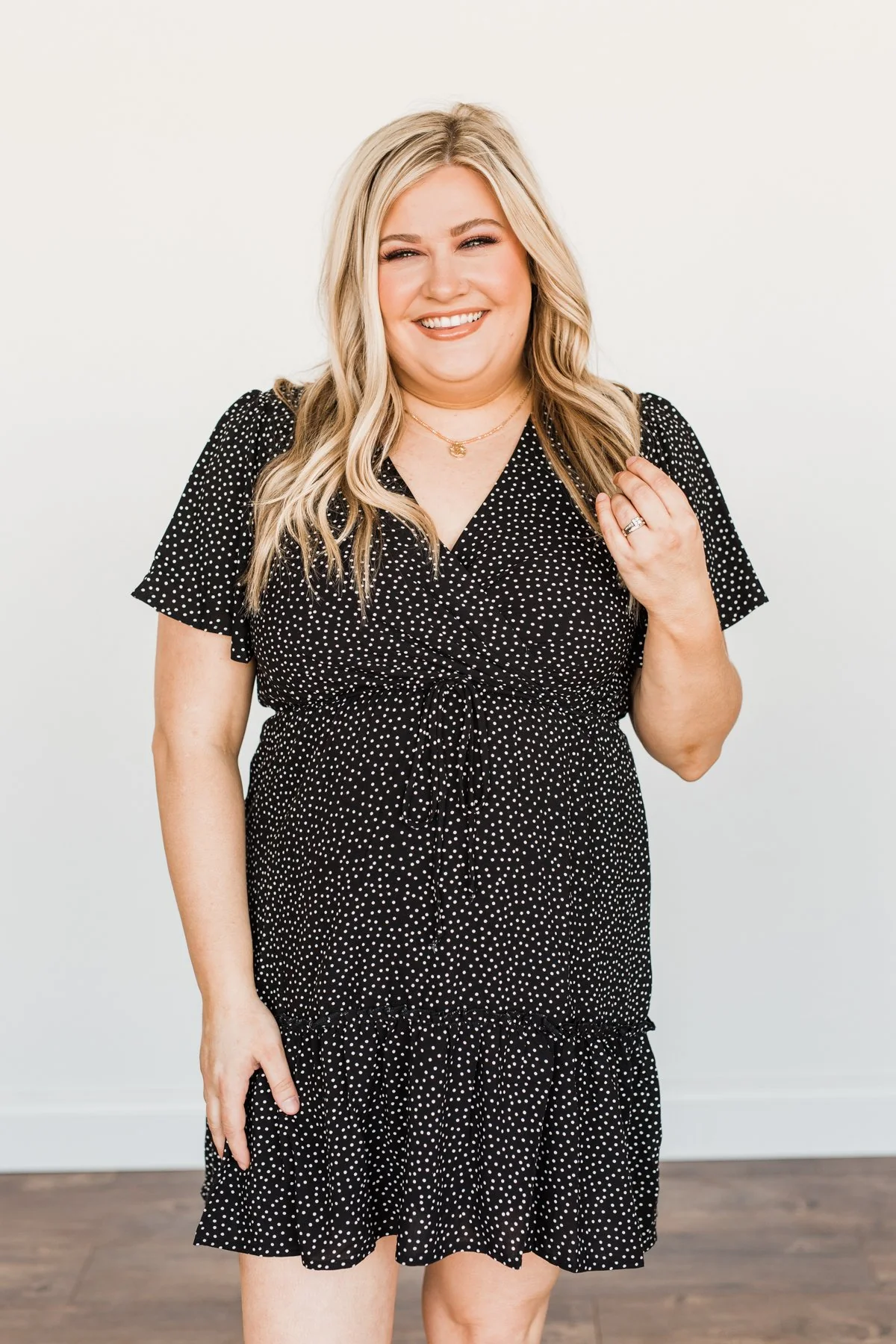 Meant For Me Spotted Dress- Black - Image 8