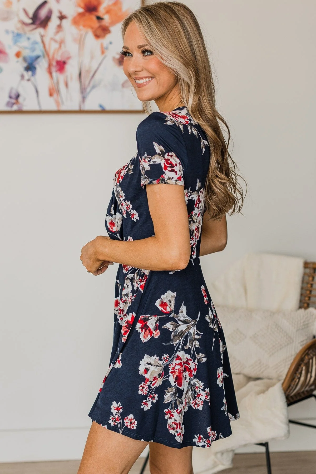 Meant For More Floral Dress- Dark Navy - Image 6