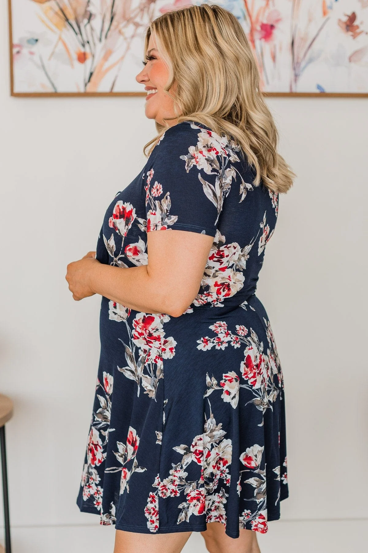 Meant For More Floral Dress- Dark Navy - Image 7