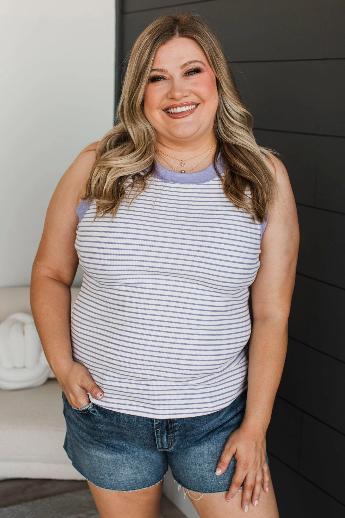 Meant To Amaze Striped Tank Top- Lavender - Image 3