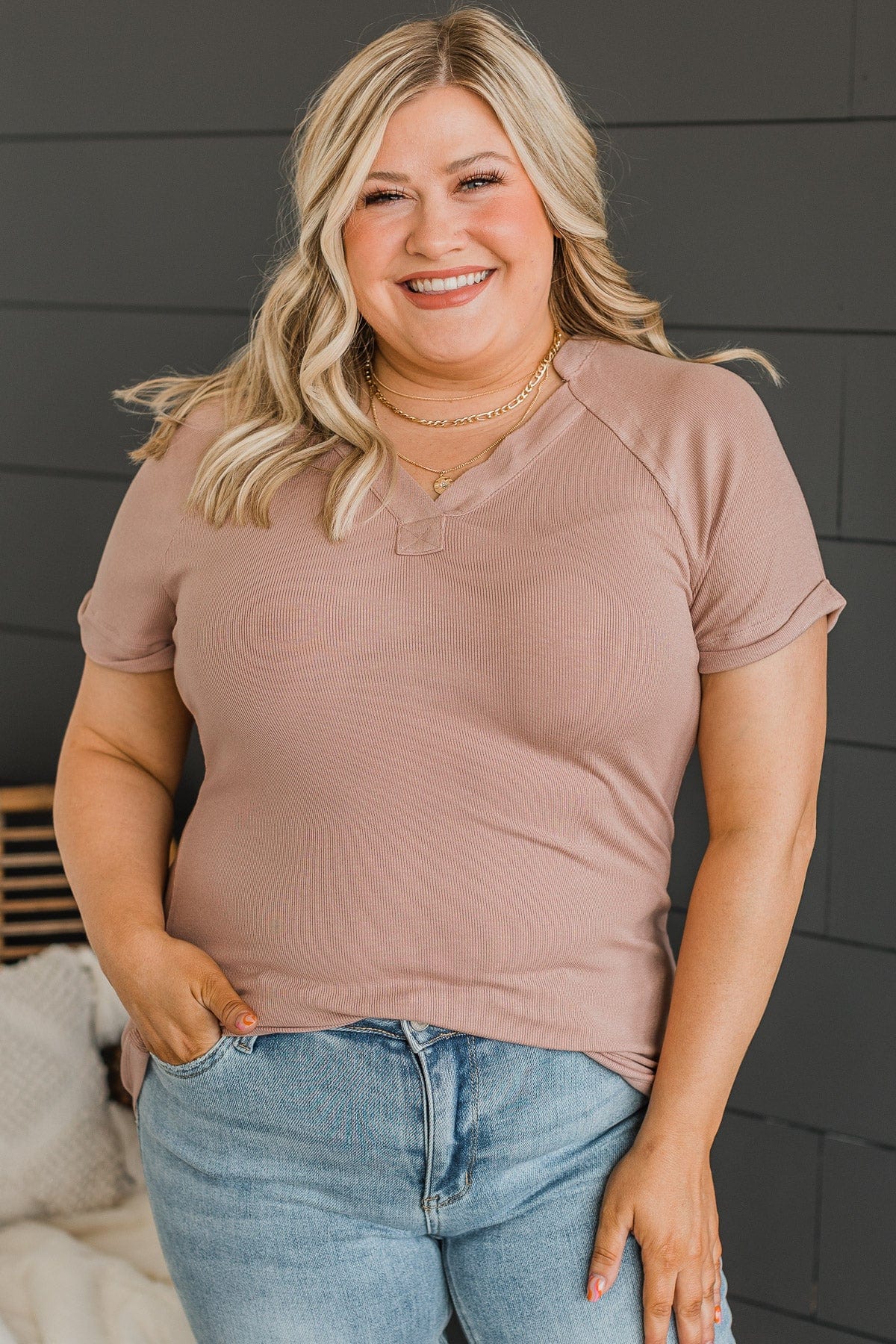 Meant To Be Adored Knit Top- Dusty Mauve - Image 2