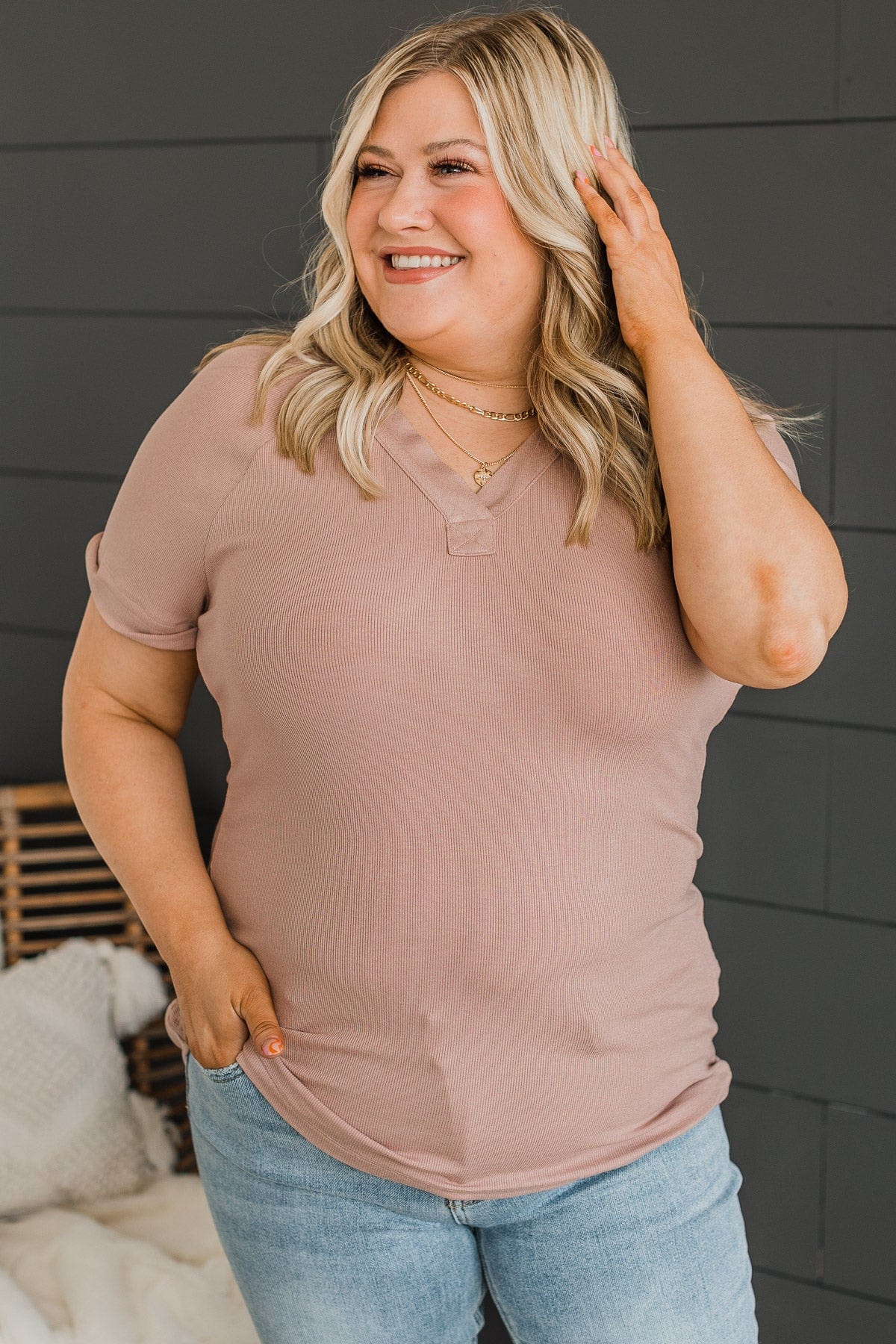 Meant To Be Adored Knit Top- Dusty Mauve - Image 4