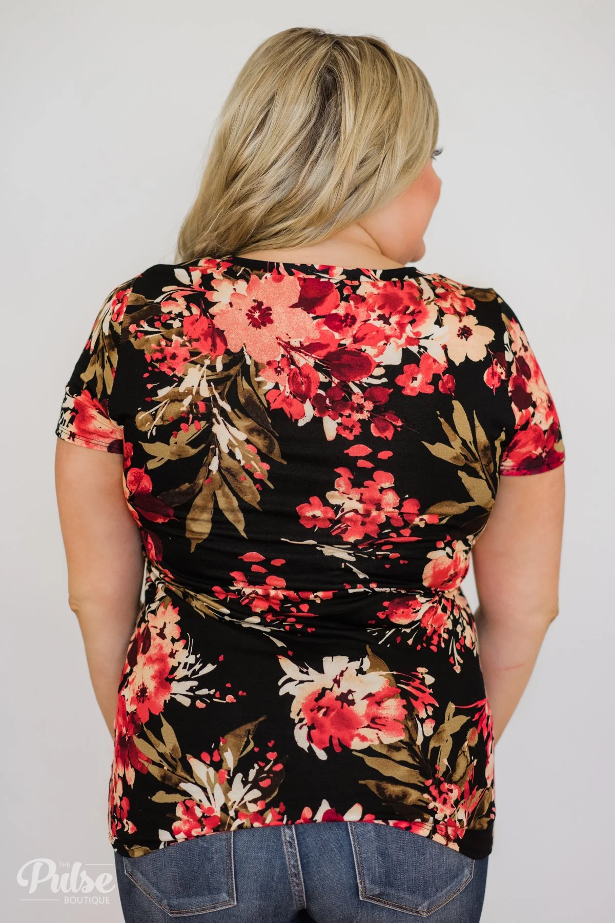 Meant to Be Floral Glam Pocket Top- Black - Image 12