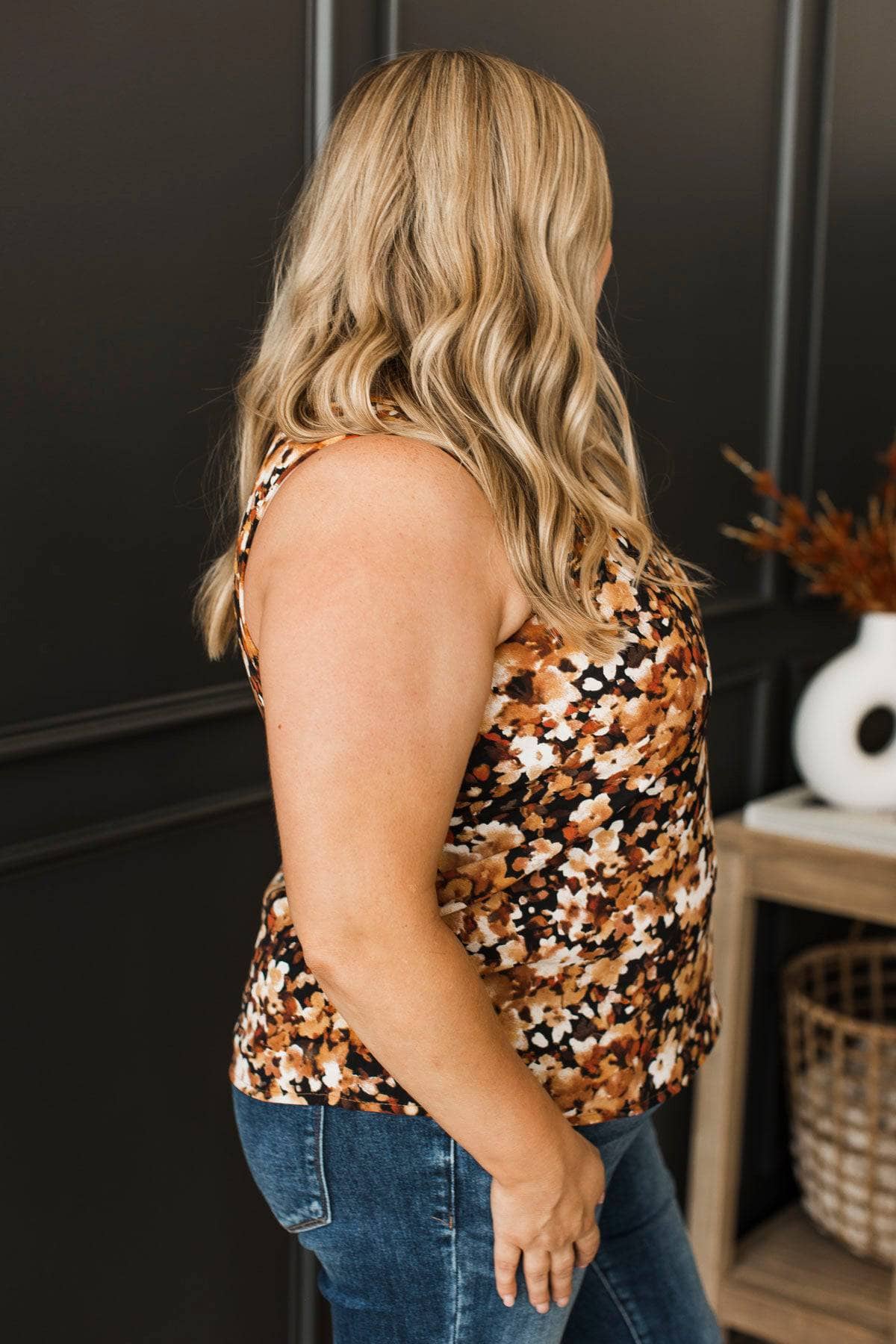 Meant To Be Together Floral Tank Top- Black & Rust - Image 8