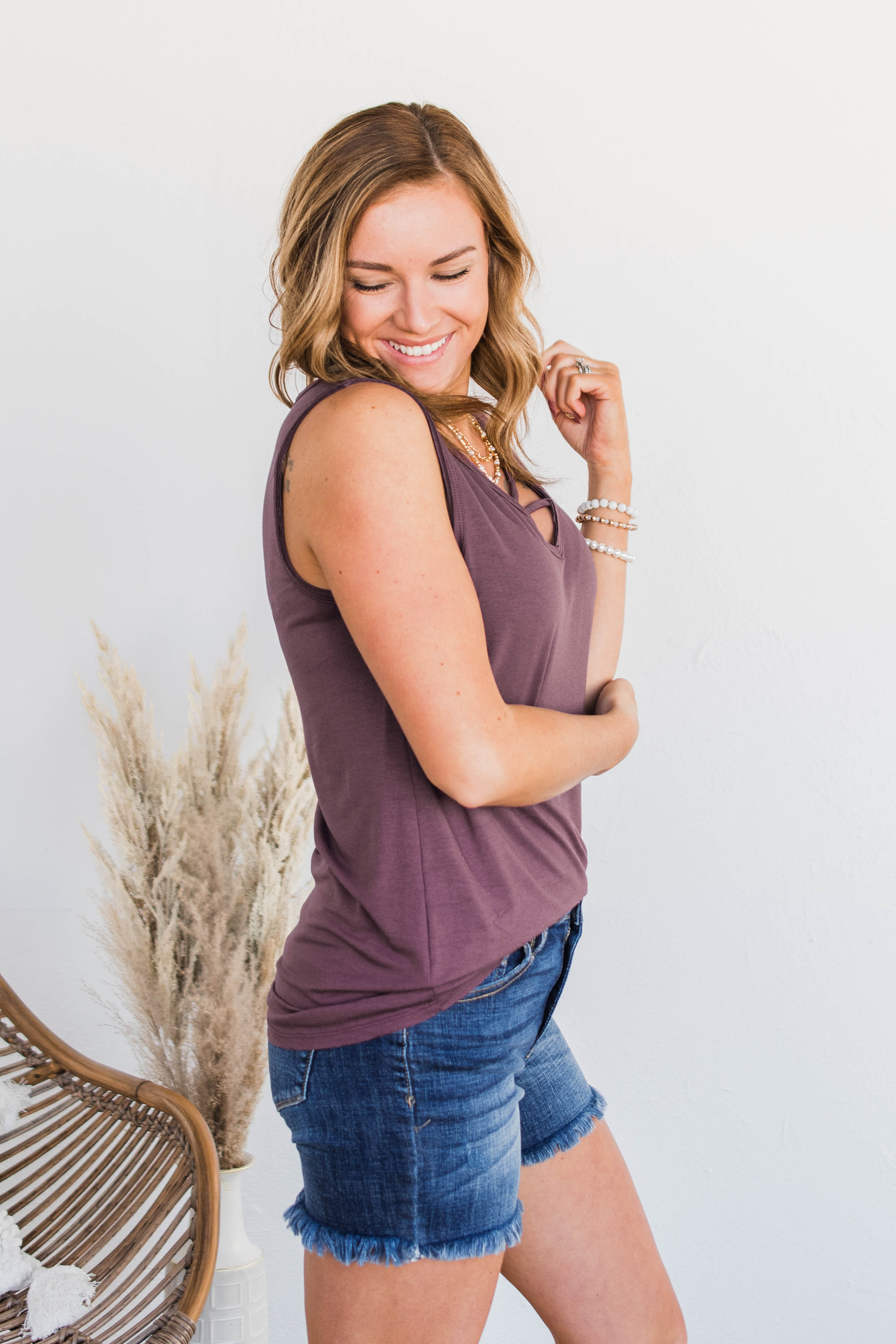 Meant What I Said Criss-Cross Tank- Eggplant - Image 4