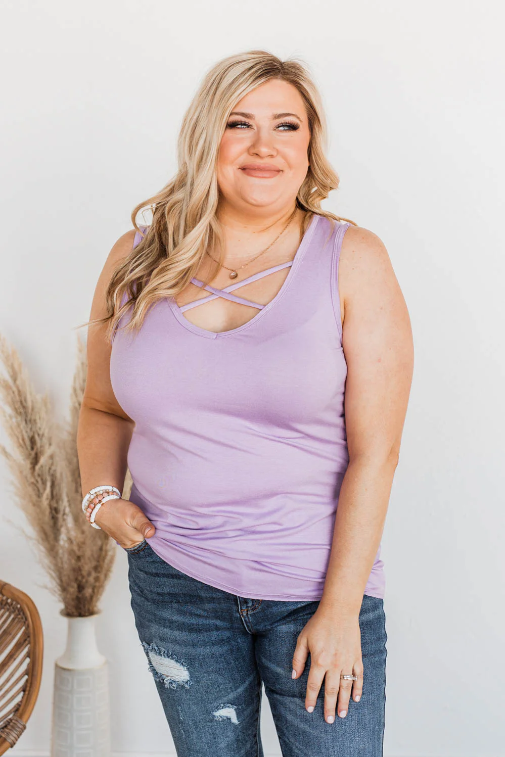 Meant What I Said Criss-Cross Tank- Violet - Image 2