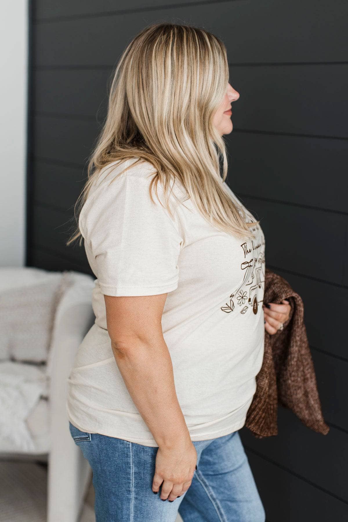 "Meet Me At The Pumpkin Patch" Speckled Graphic Tee- Cream - Image 6