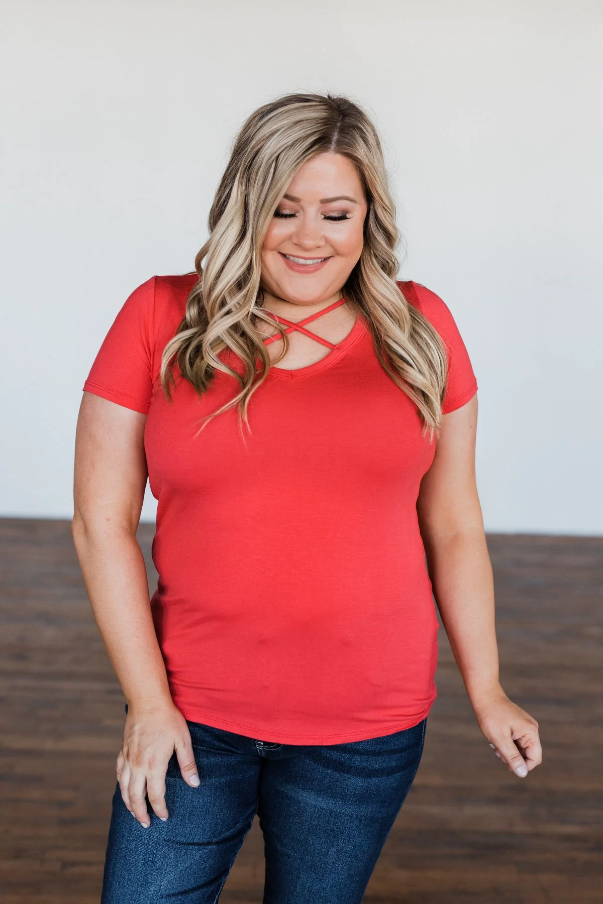 Meet Me Here Short Sleeve Top- Dark Coral - Image 3