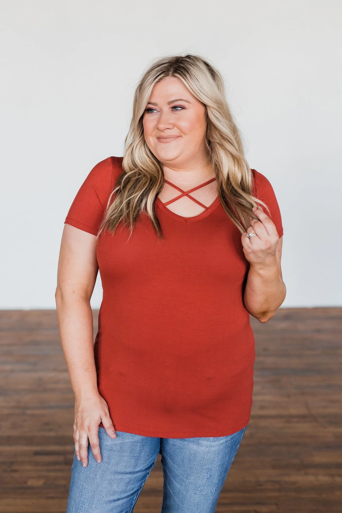 Meet Me Here Short Sleeve Top- Vintage Red - Image 2