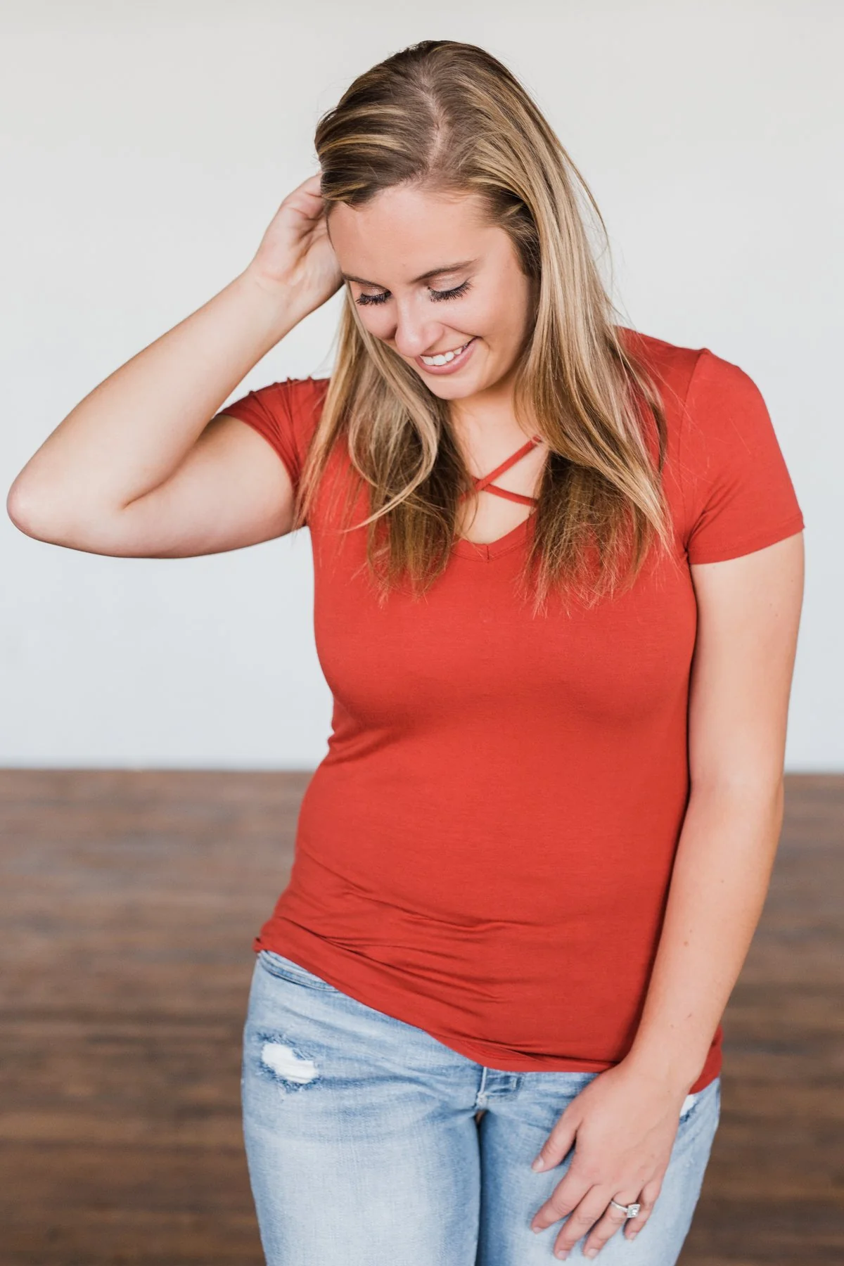 Meet Me Here Short Sleeve Top- Vintage Red - Image 3
