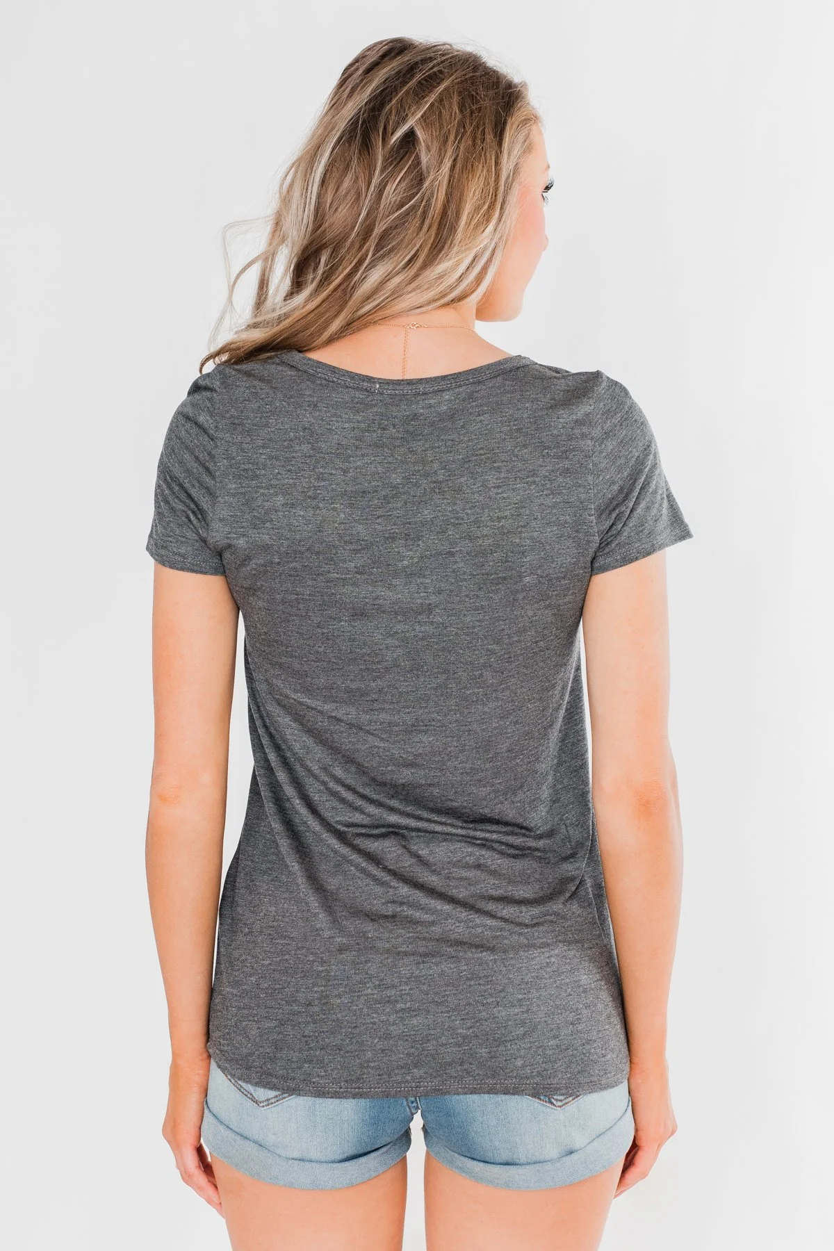 Meet Me Here Short Sleeve Top - Light Charcoal - Image 10