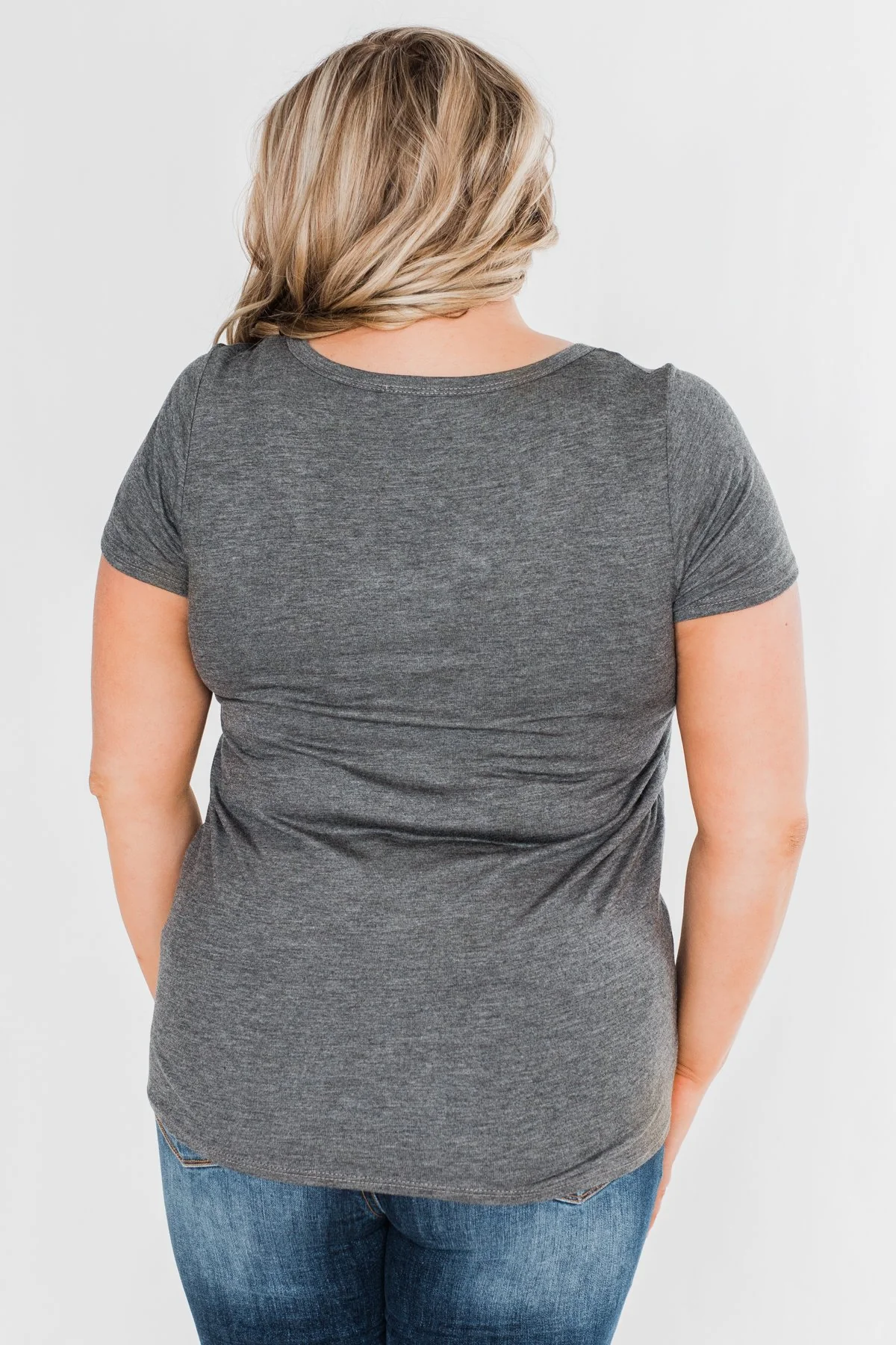 Meet Me Here Short Sleeve Top - Light Charcoal - Image 11