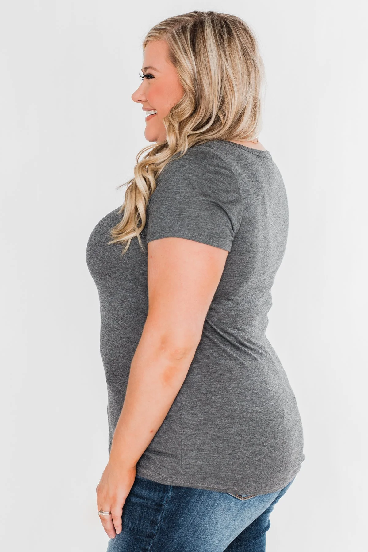 Meet Me Here Short Sleeve Top - Light Charcoal - Image 12