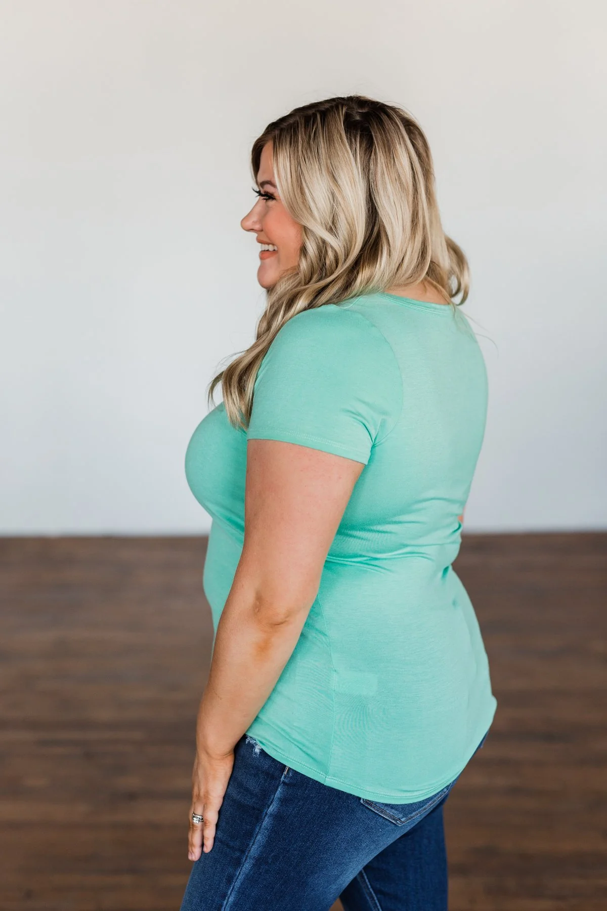 Meet Me Here Short Sleeve Top- Light Seafoam - Image 8