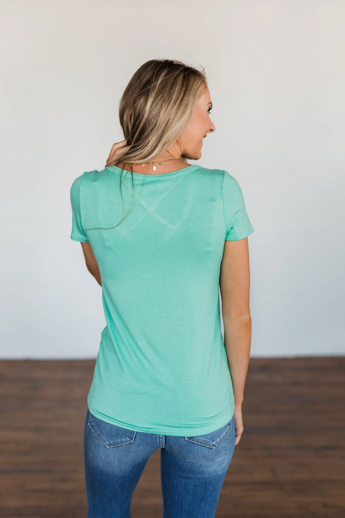 Meet Me Here Short Sleeve Top- Light Seafoam - Image 9