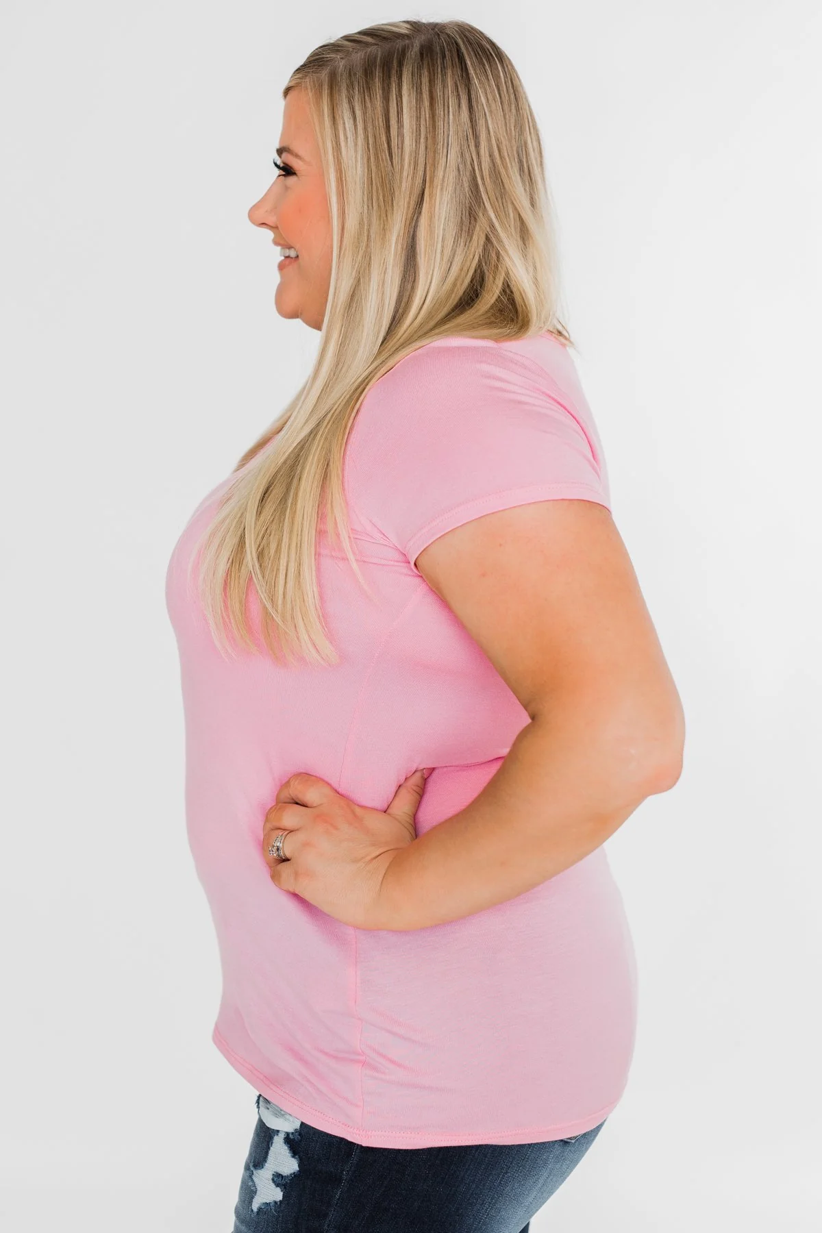 Meet Me Here Short Sleeve Top- Pink - Image 13
