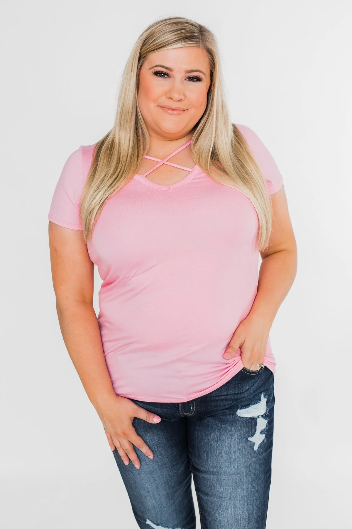 Meet Me Here Short Sleeve Top- Pink - Image 9