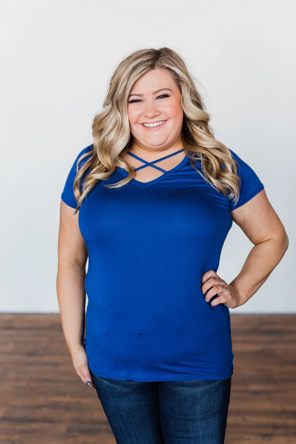 Meet Me Here Short Sleeve Top- Royal Blue - Image 2