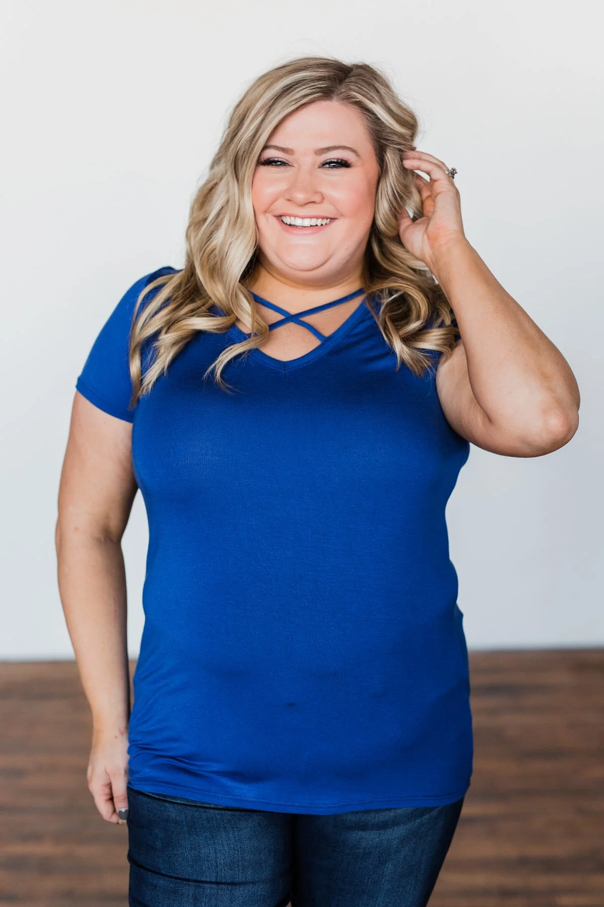Meet Me Here Short Sleeve Top- Royal Blue - Image 4