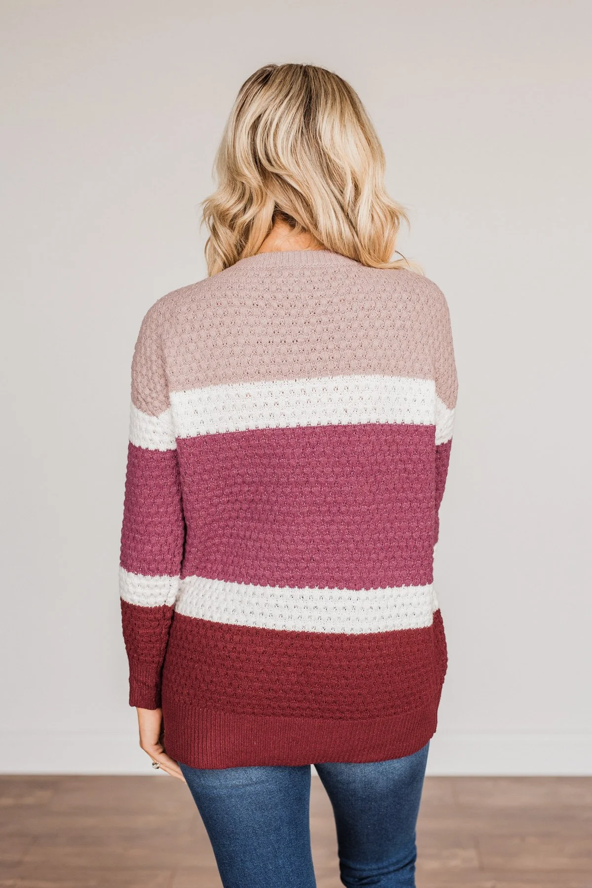 Melting Hearts Color Block Sweater- Magenta - Image 12
