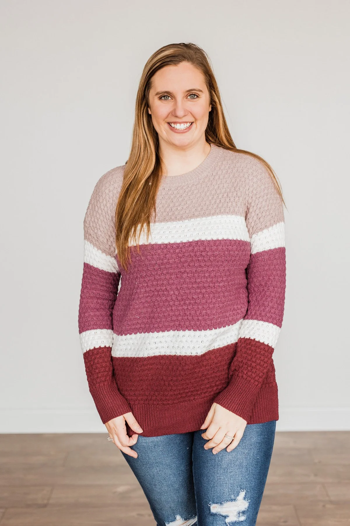 Melting Hearts Color Block Sweater- Magenta - Image 7