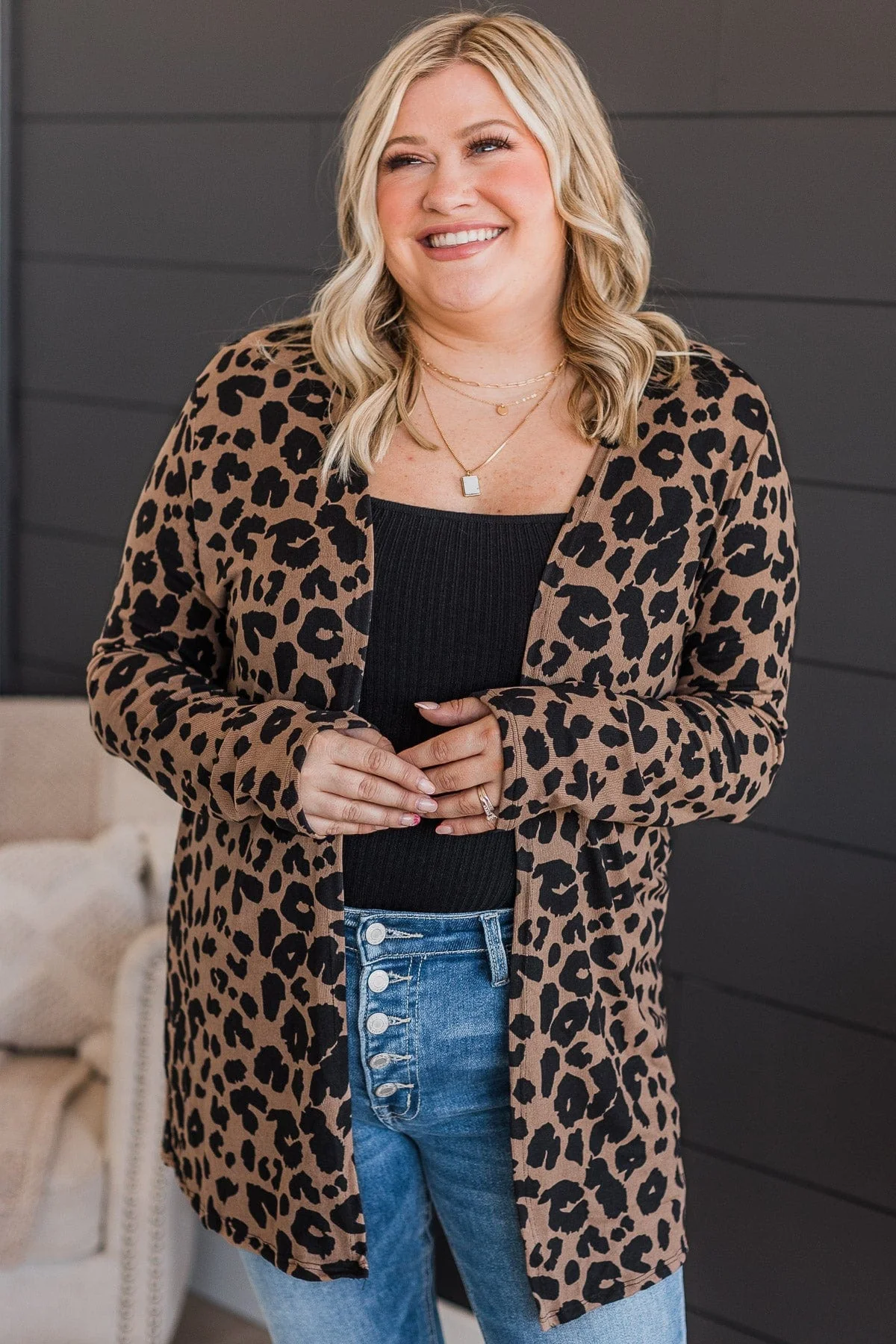 Memorable Love Leopard Print Cardigan- Brown - Image 2
