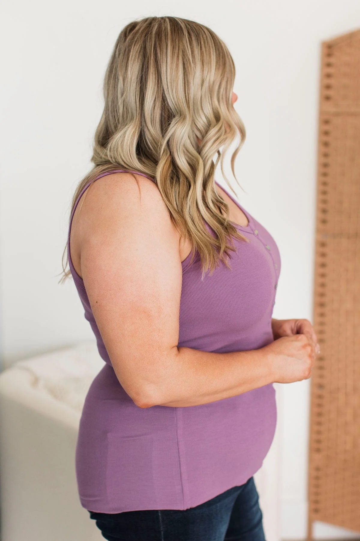 Memorable Moments Henley Tank Top- Lavender - Image 3
