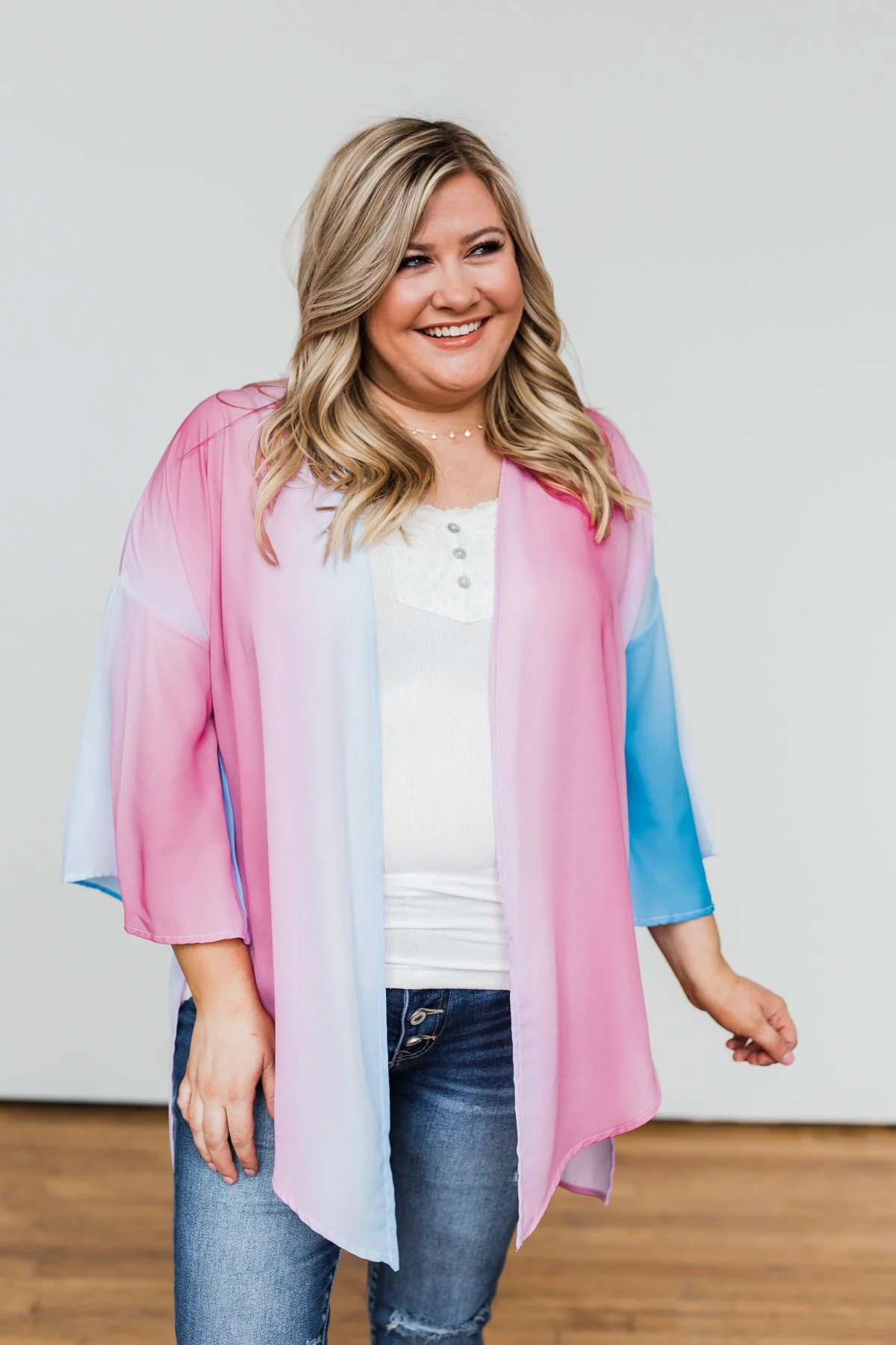 Memories Of Us Colorful Kimono- Blue & Pink - Image 3