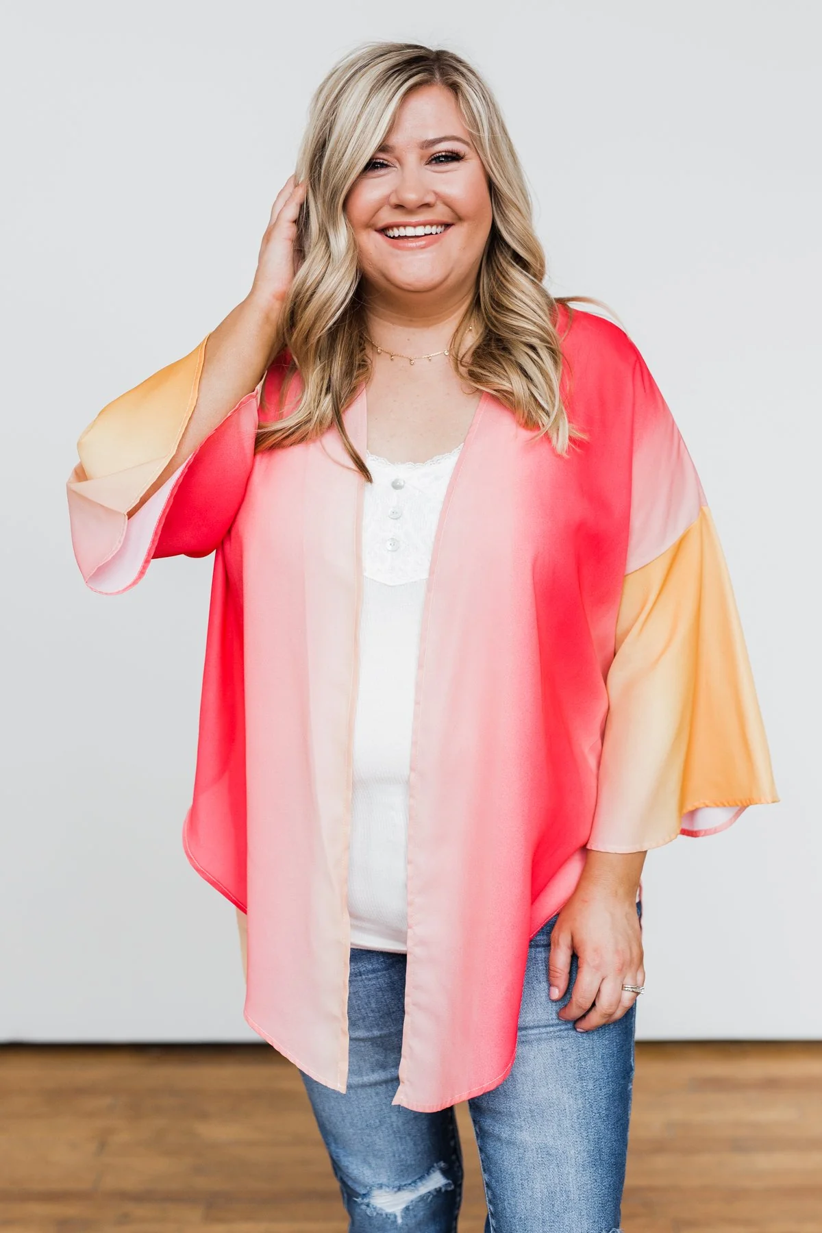 Memories Of Us Colorful Kimono- Orange & Pink - Image 5