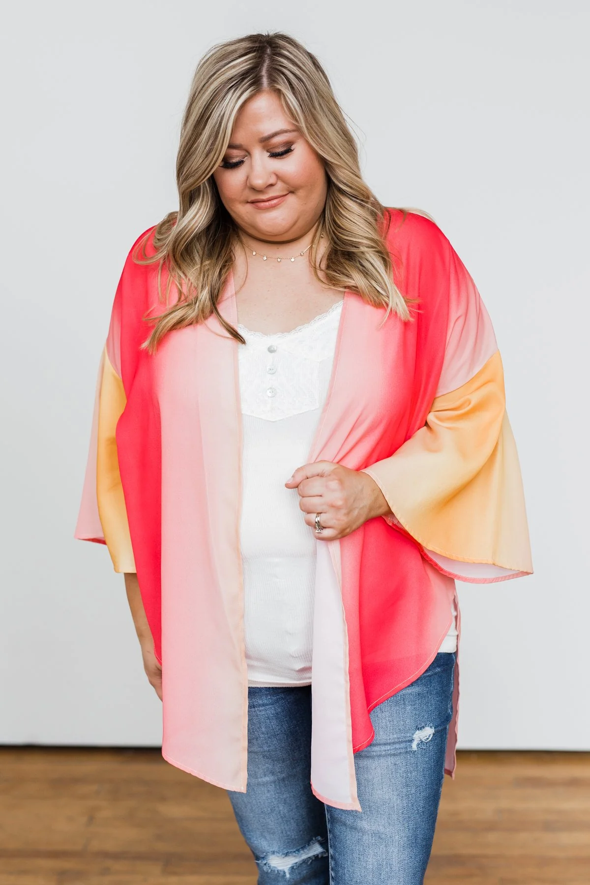 Memories Of Us Colorful Kimono- Orange & Pink - Image 9