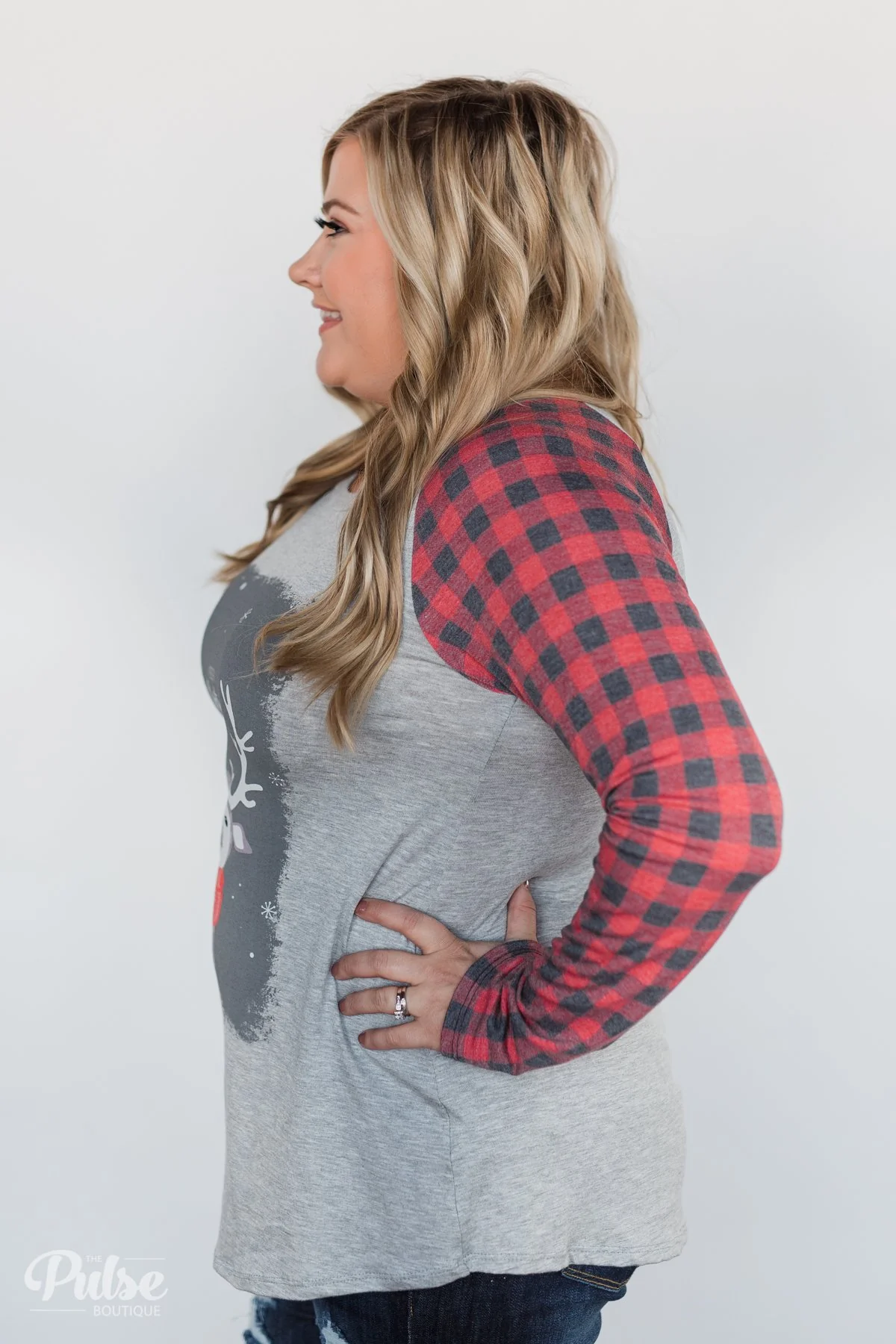 "Merry Christmas" Plaid Long Sleeve Top - Image 17