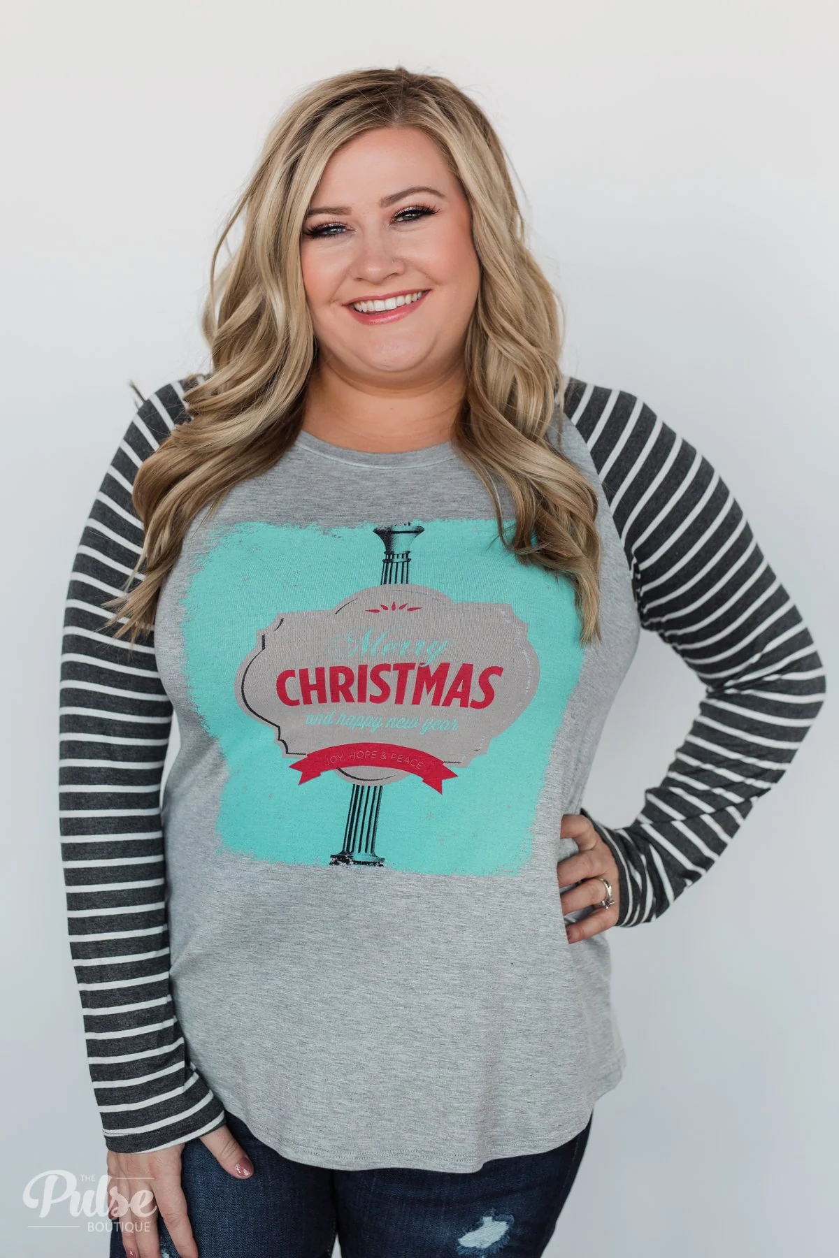 Merry Christmas Striped Long Sleeve Top - Image 12