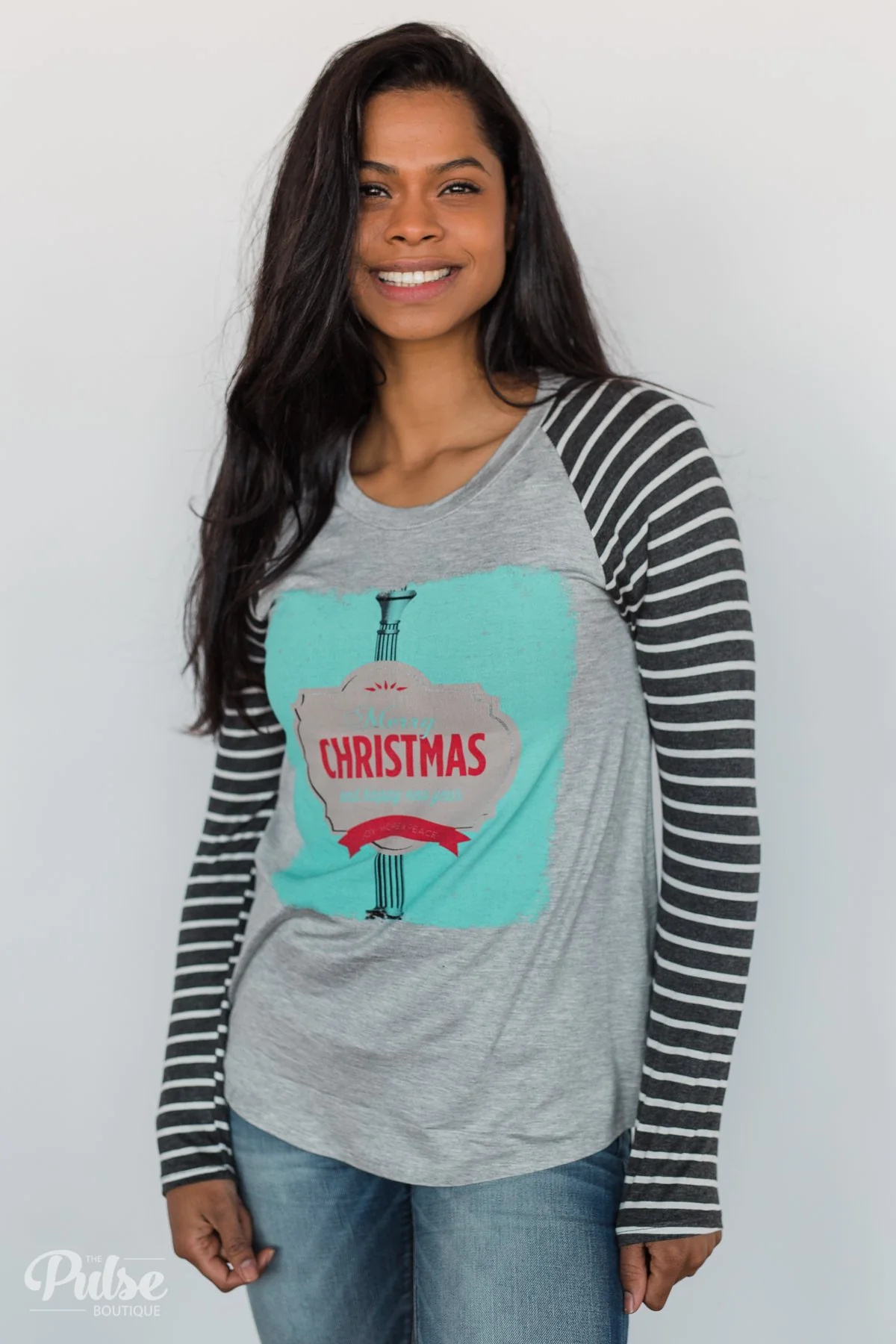 Merry Christmas Striped Long Sleeve Top - Image 2