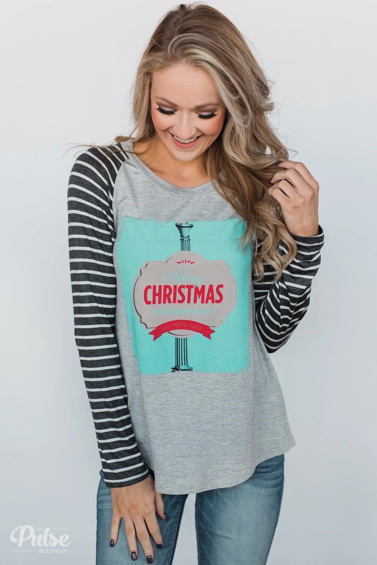 Merry Christmas Striped Long Sleeve Top - Image 3