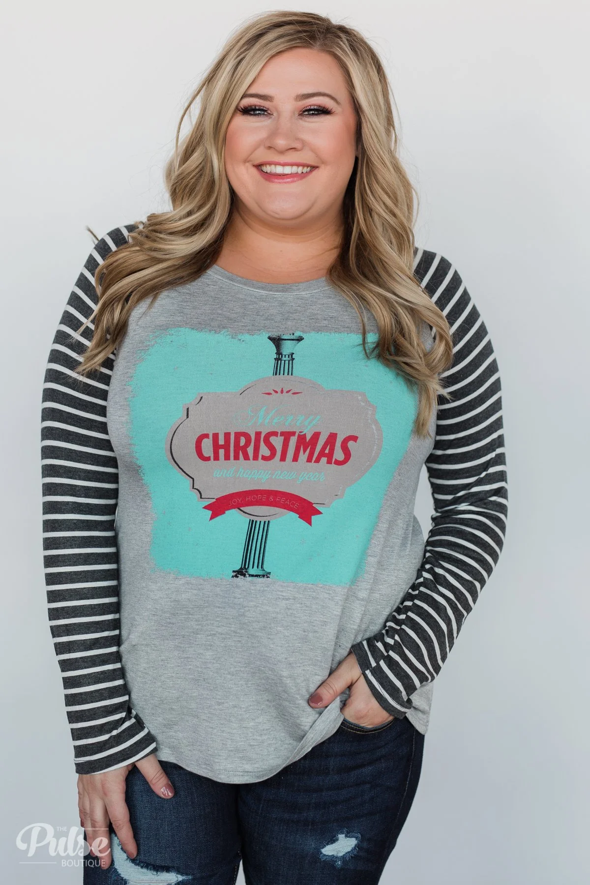 Merry Christmas Striped Long Sleeve Top - Image 4