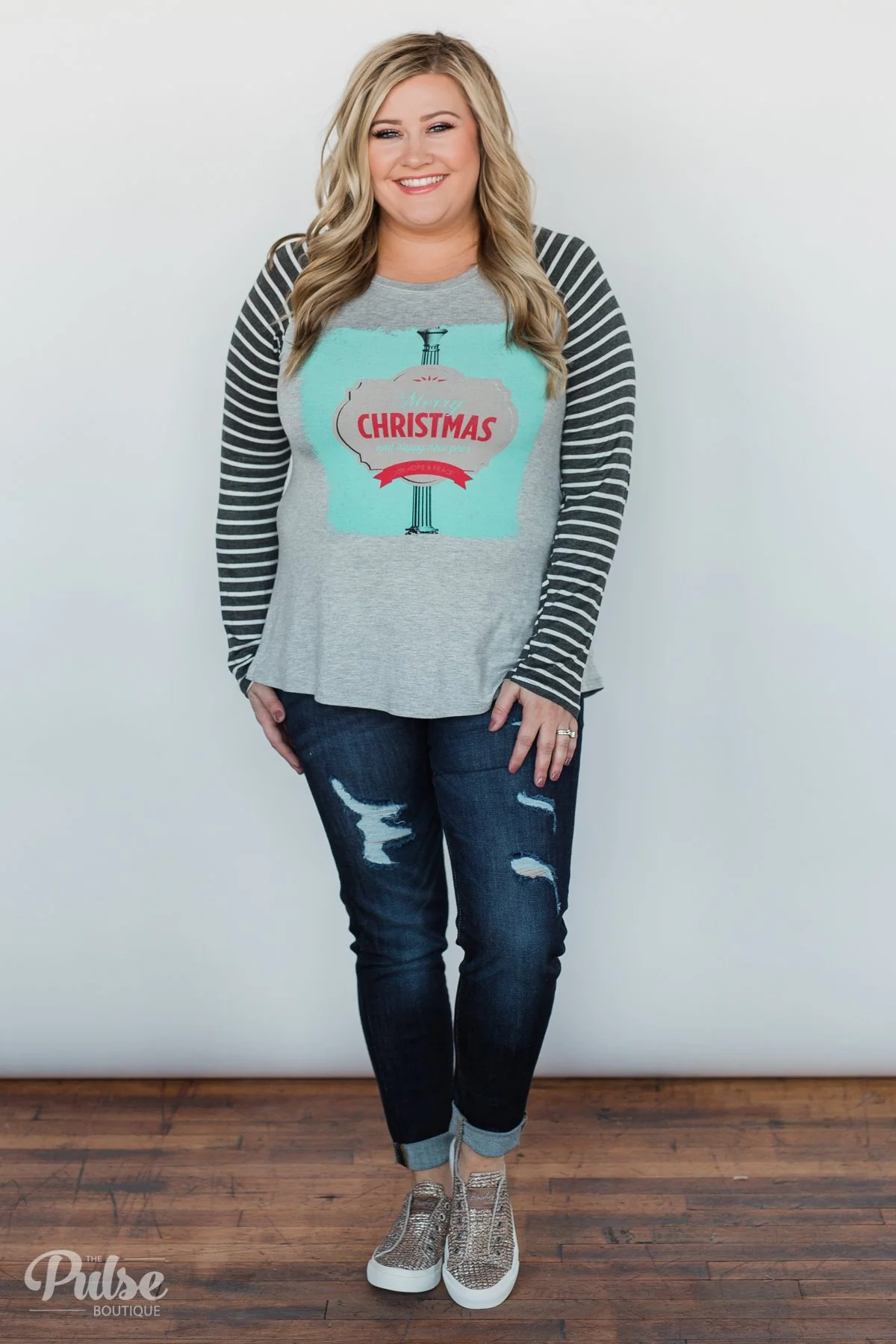 Merry Christmas Striped Long Sleeve Top - Image 6