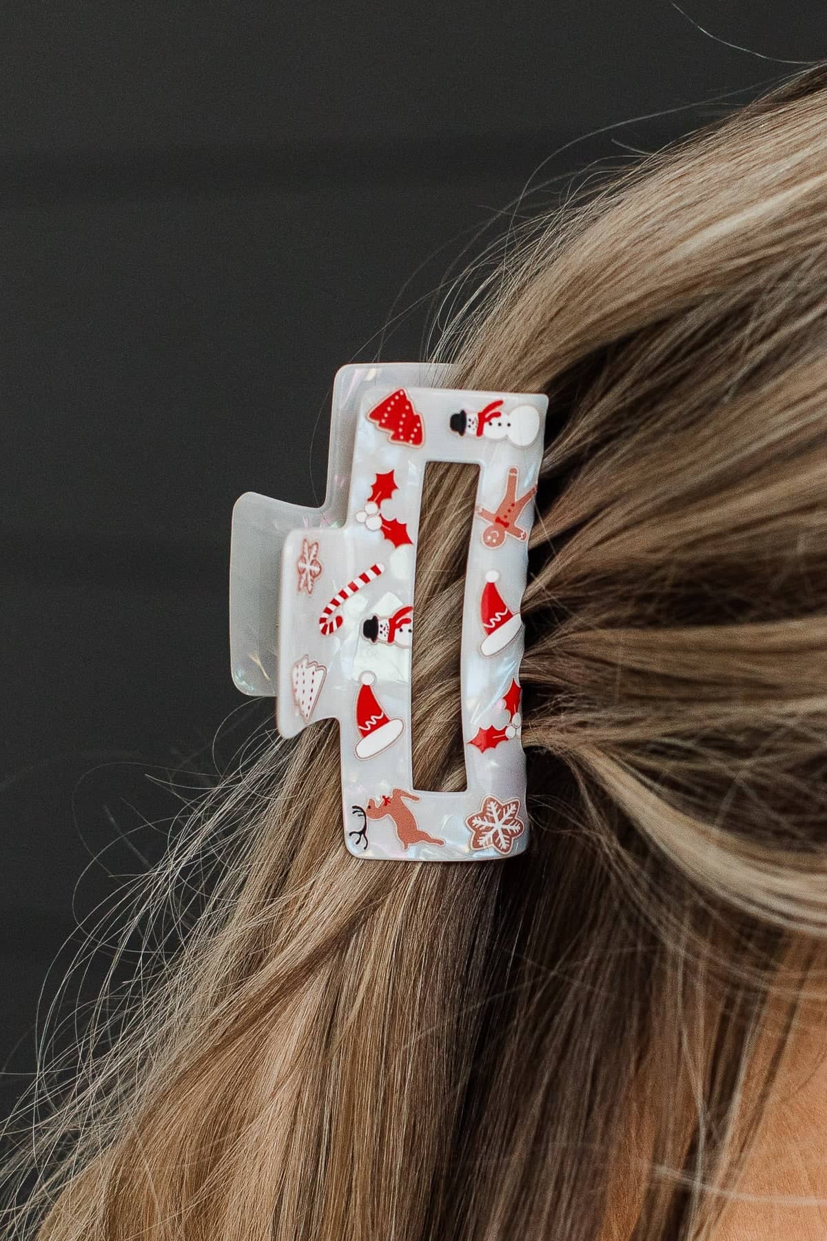 Merry Days Christmas Print Claw Hair Clip