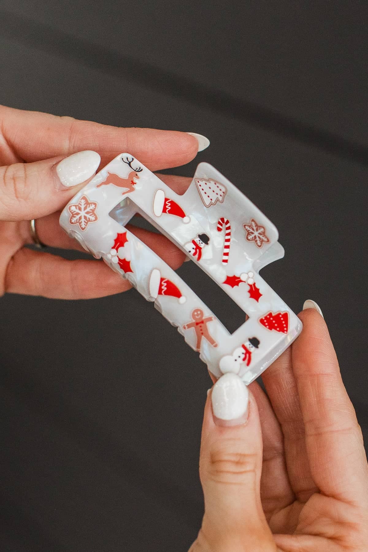 Merry Days Christmas Print Claw Hair Clip - Image 2