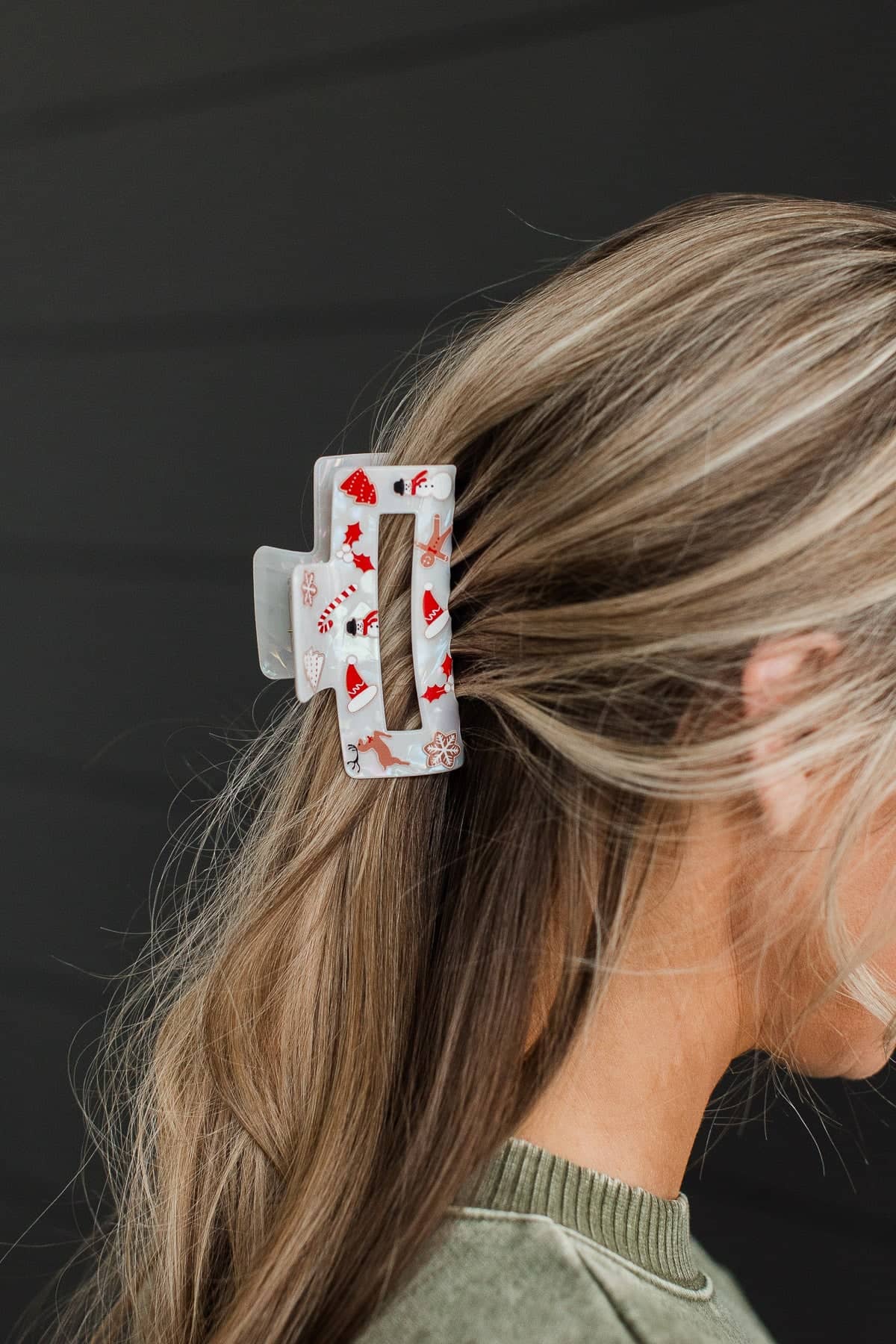 Merry Days Christmas Print Claw Hair Clip - Image 3