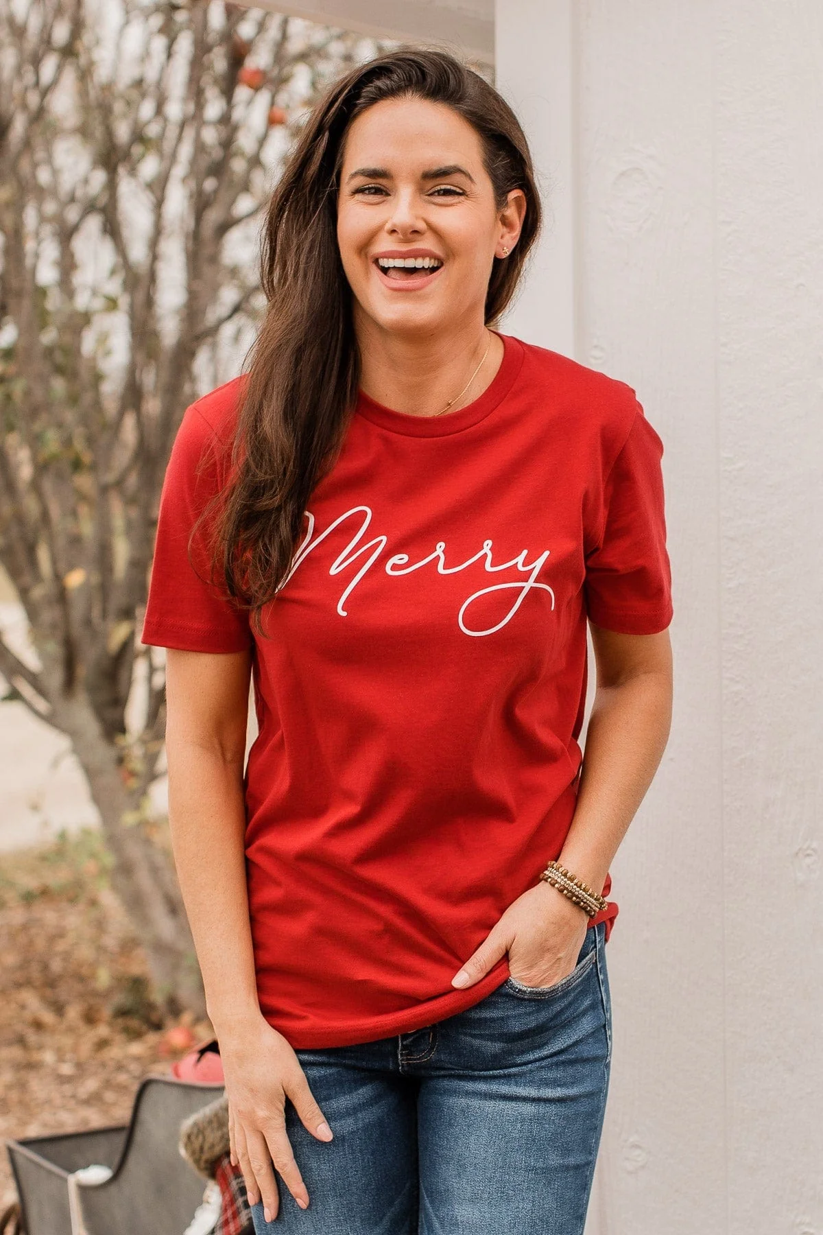 "Merry" Graphic Tee- Red - Image 3