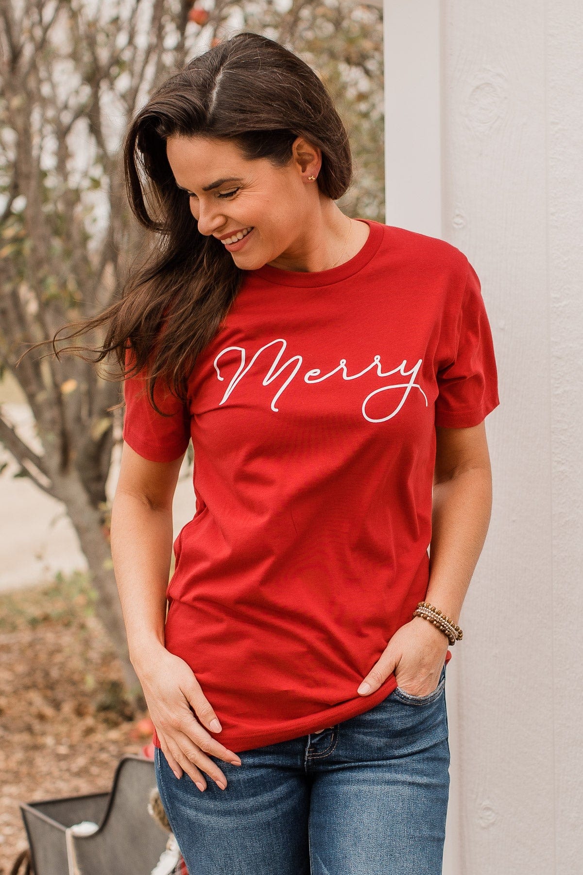 "Merry" Graphic Tee- Red - Image 6