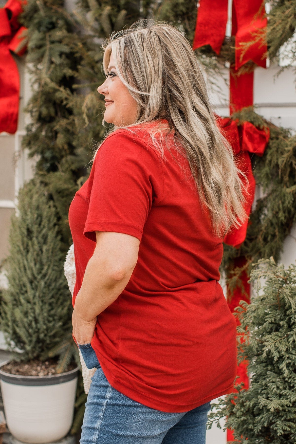 "Merry" Graphic Tee- Red - Image 7