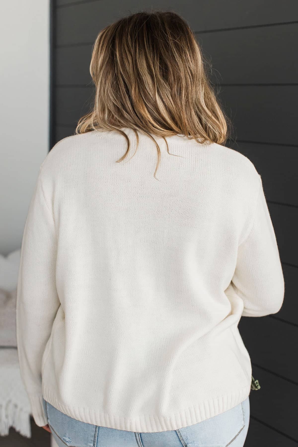 "Merry" Knit Sweater- Light Cream & Olive - Image 6
