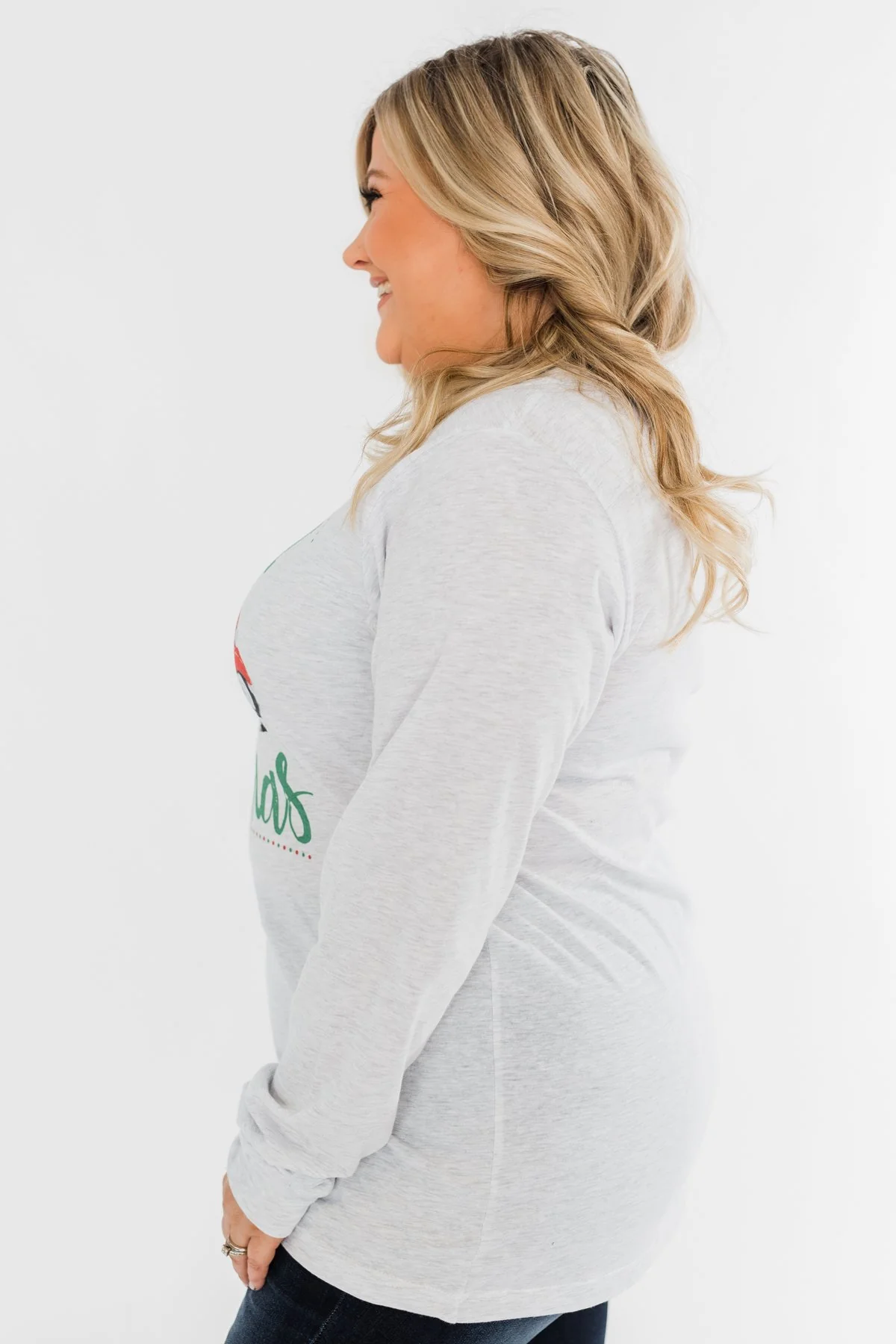 "Merry Little Christmas" Graphic Top- Heather Grey - Image 14